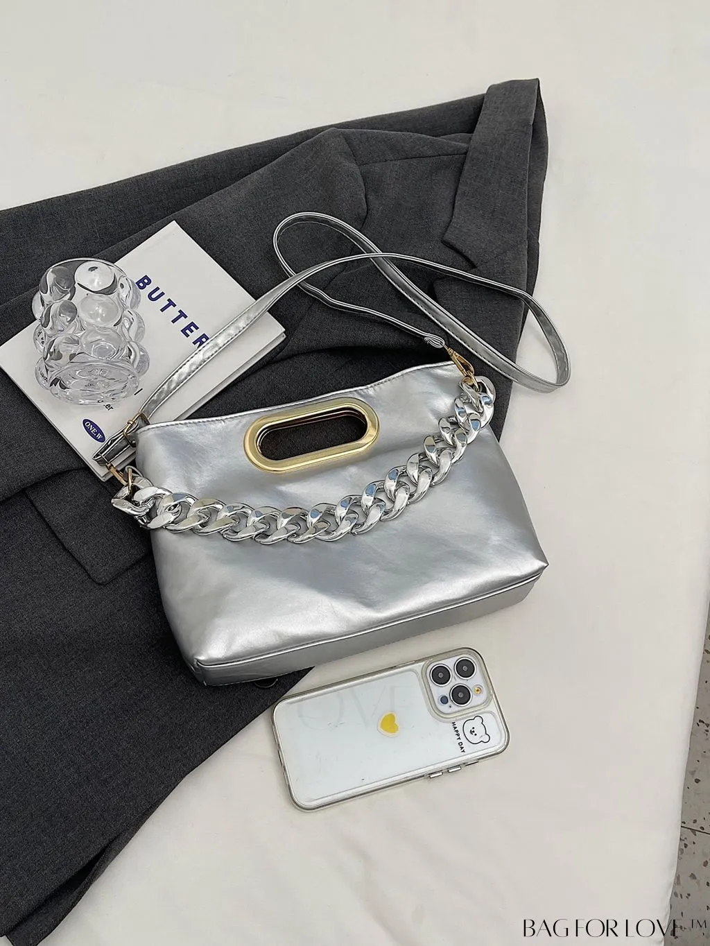 BagForLove - Chic Chain-Embellished Crossbody Bag - A Fashionable Delight