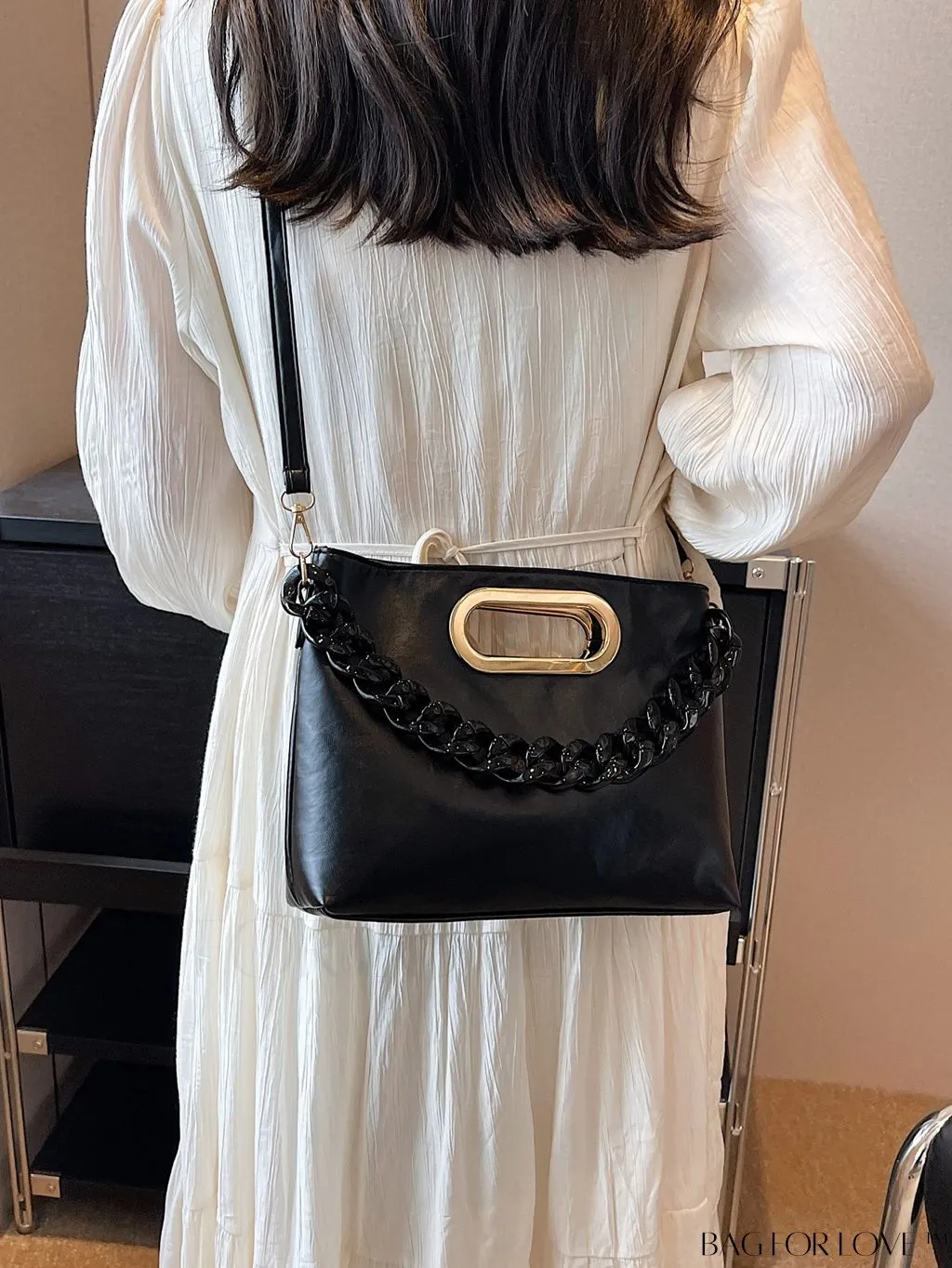 BagForLove - Chic Chain-Embellished Crossbody Bag - A Fashionable Delight
