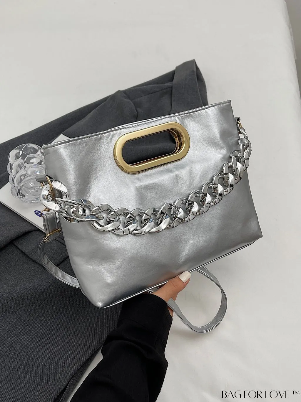 BagForLove - Chic Chain-Embellished Crossbody Bag - A Fashionable Delight