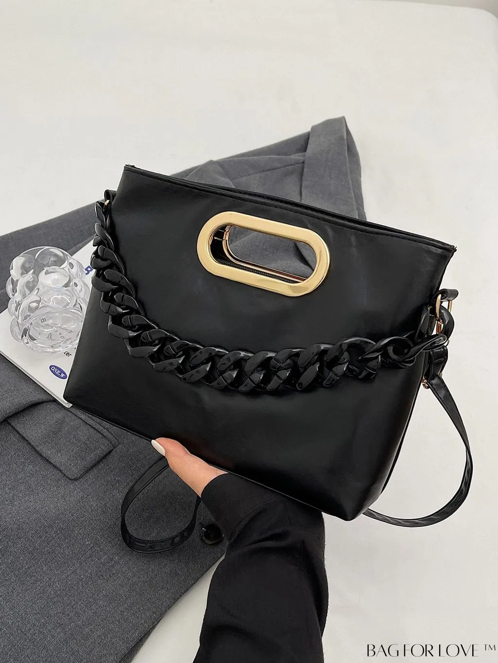 BagForLove - Chic Chain-Embellished Crossbody Bag - A Fashionable Delight
