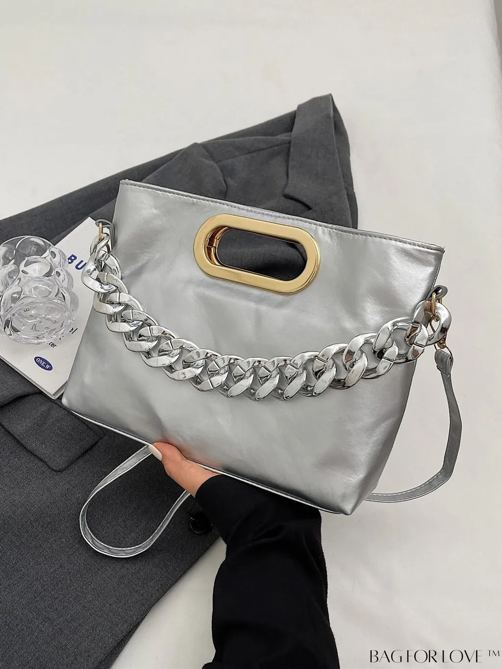 BagForLove - Chic Chain-Embellished Crossbody Bag - A Fashionable Delight