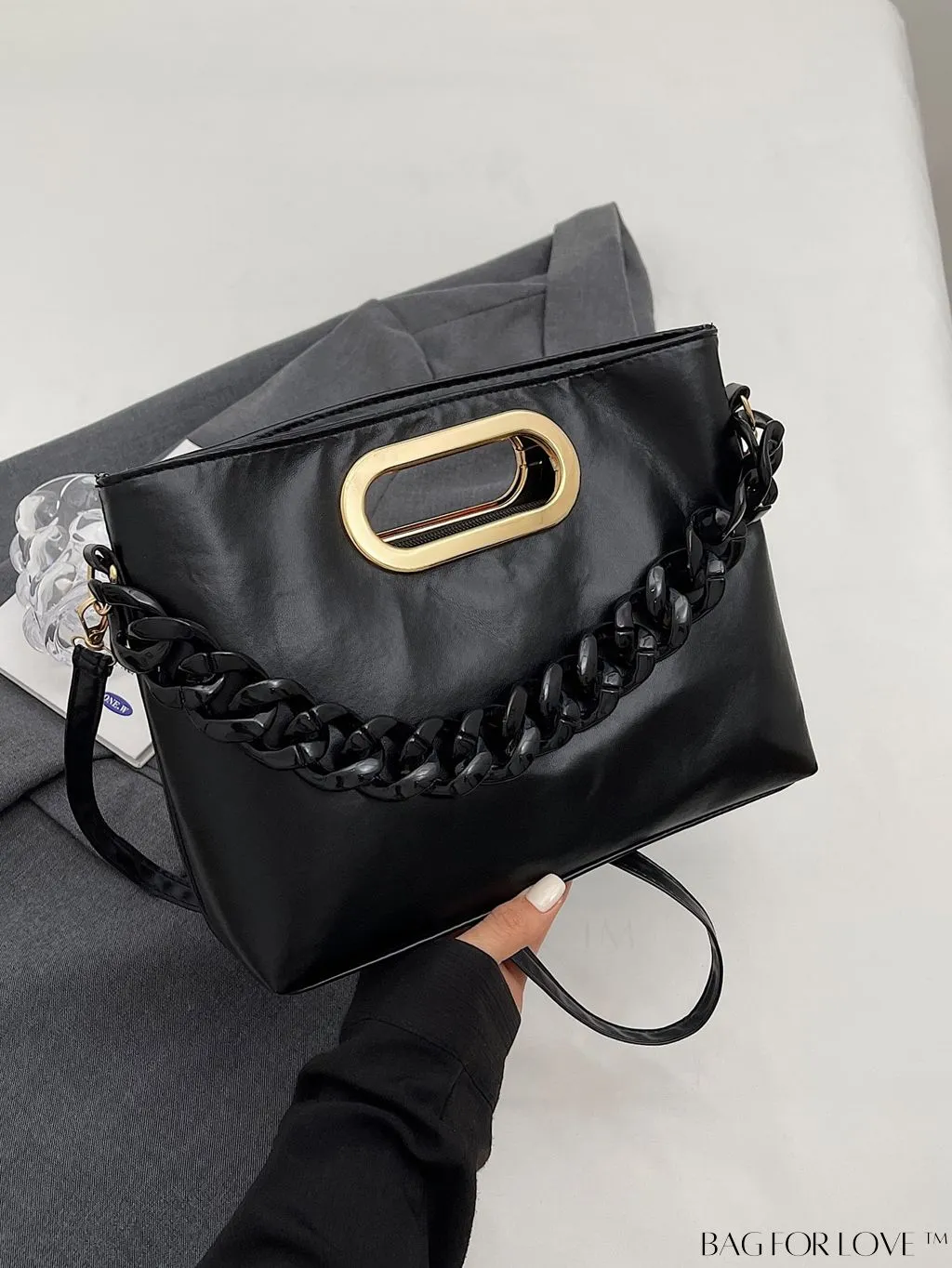 BagForLove - Chic Chain-Embellished Crossbody Bag - A Fashionable Delight