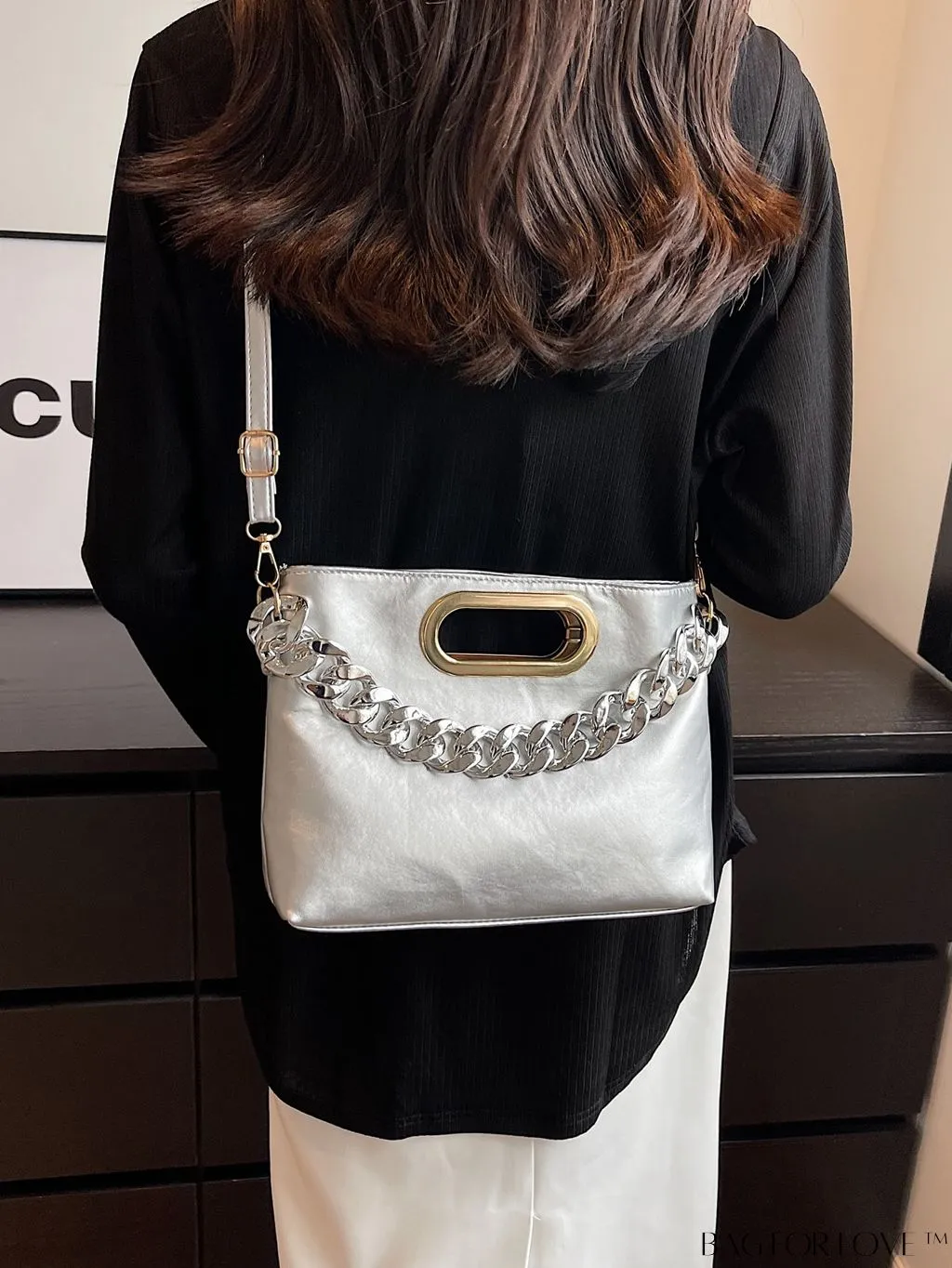 BagForLove - Chic Chain-Embellished Crossbody Bag - A Fashionable Delight