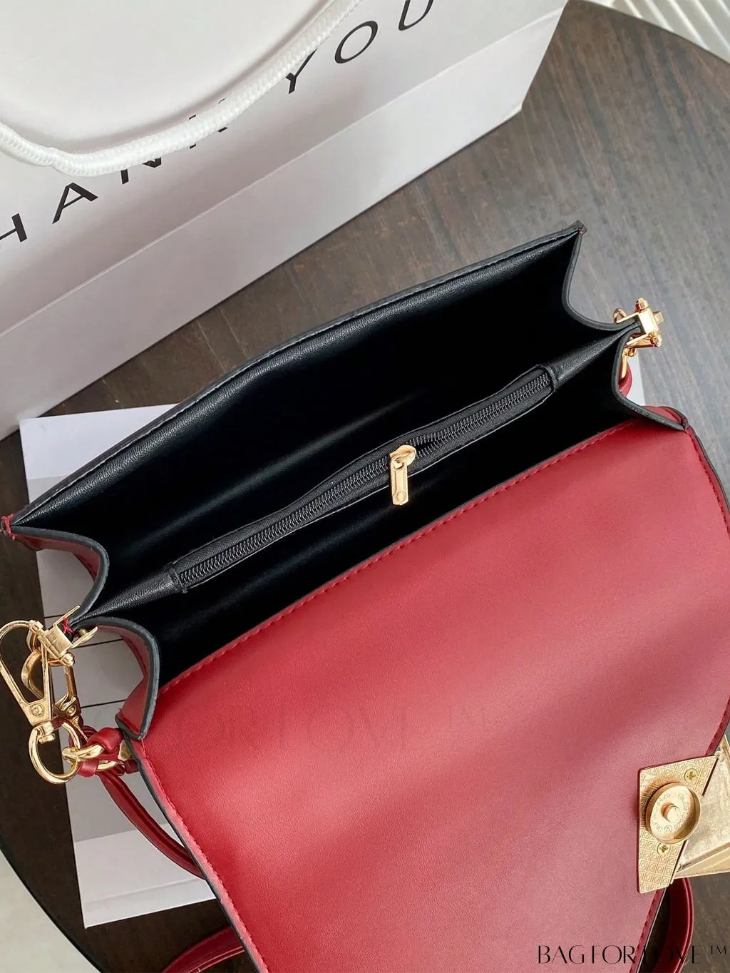 BagForLove - Chic Flap Top Handle Mini Square Bag with Metal Chain Accents
