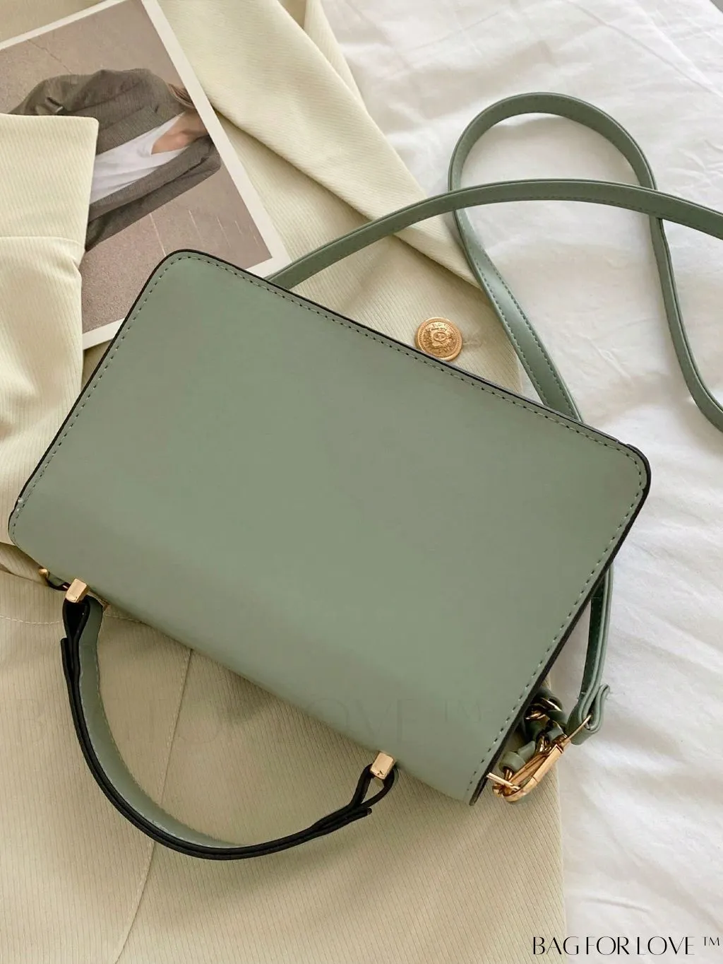BagForLove - Chic Flap Top Handle Mini Square Bag with Metal Chain Accents