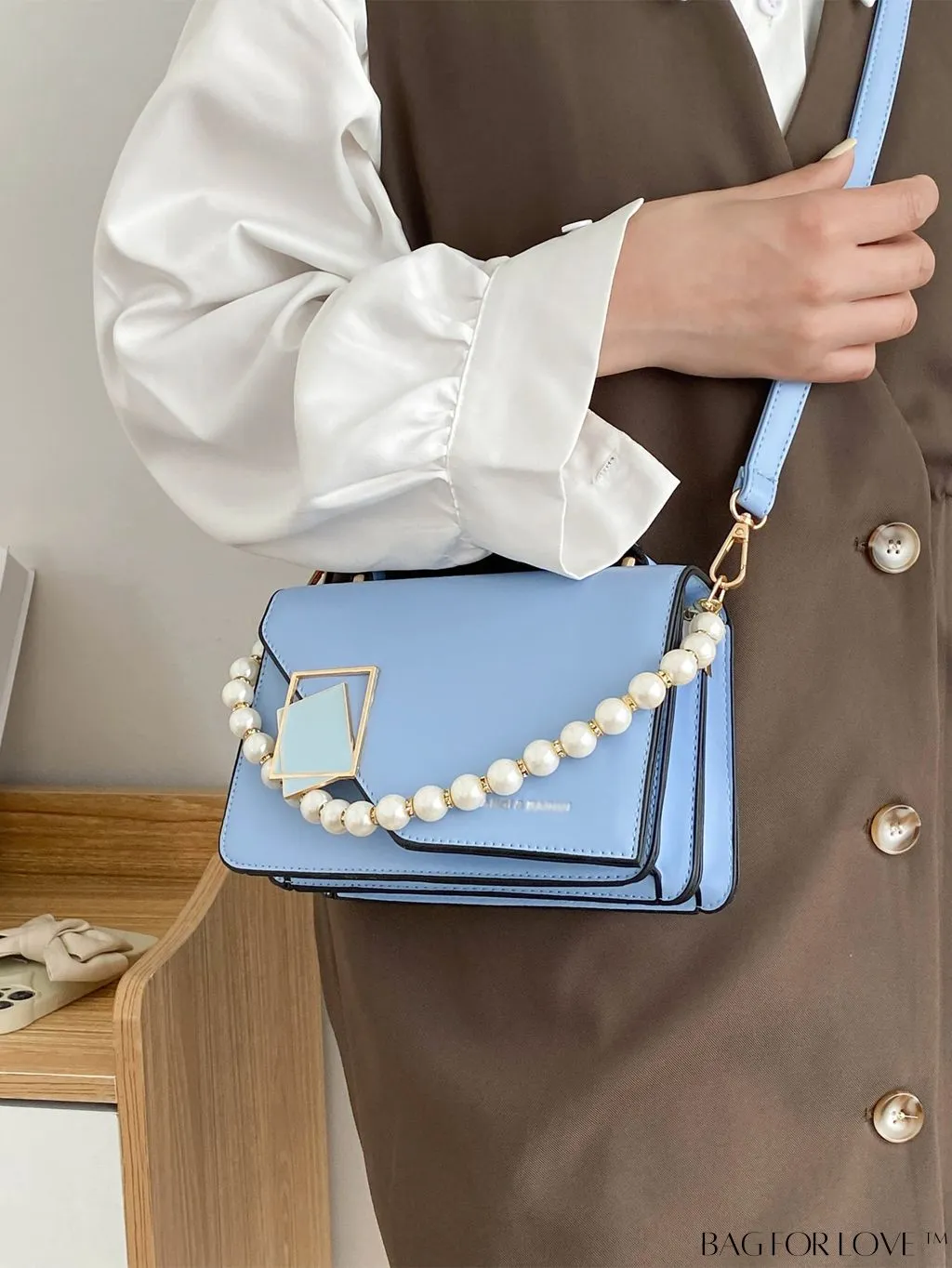 BagForLove - Chic Flap Top Handle Mini Square Bag with Metal Chain Accents
