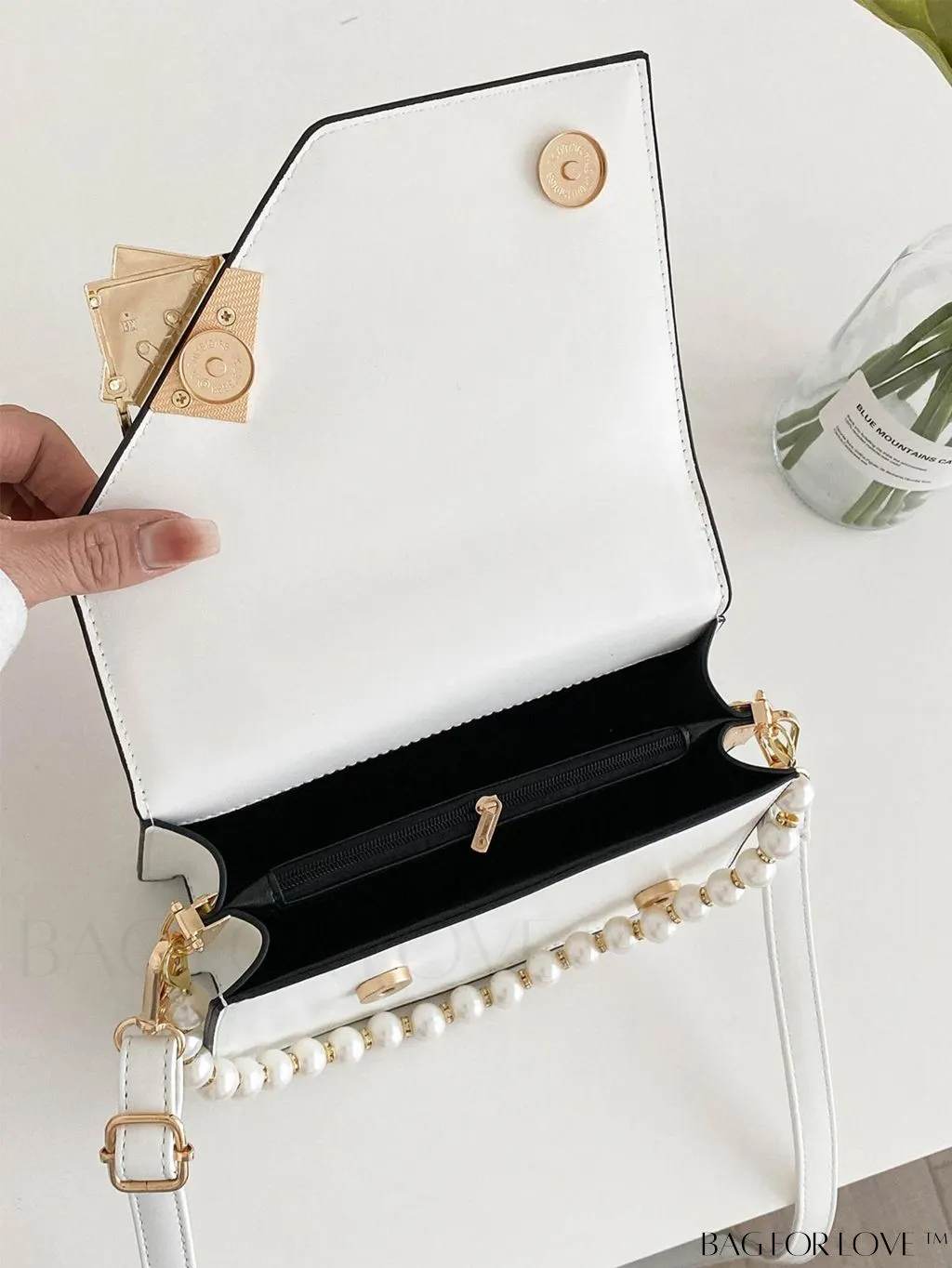 BagForLove - Chic Flap Top Handle Mini Square Bag with Metal Chain Accents