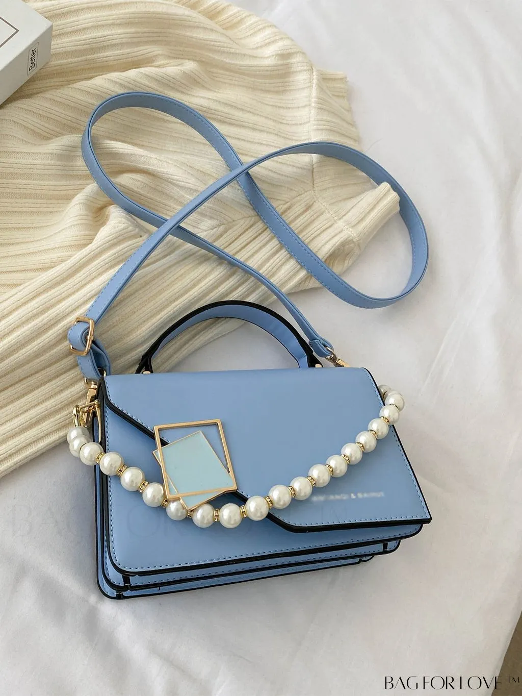 BagForLove - Chic Flap Top Handle Mini Square Bag with Metal Chain Accents