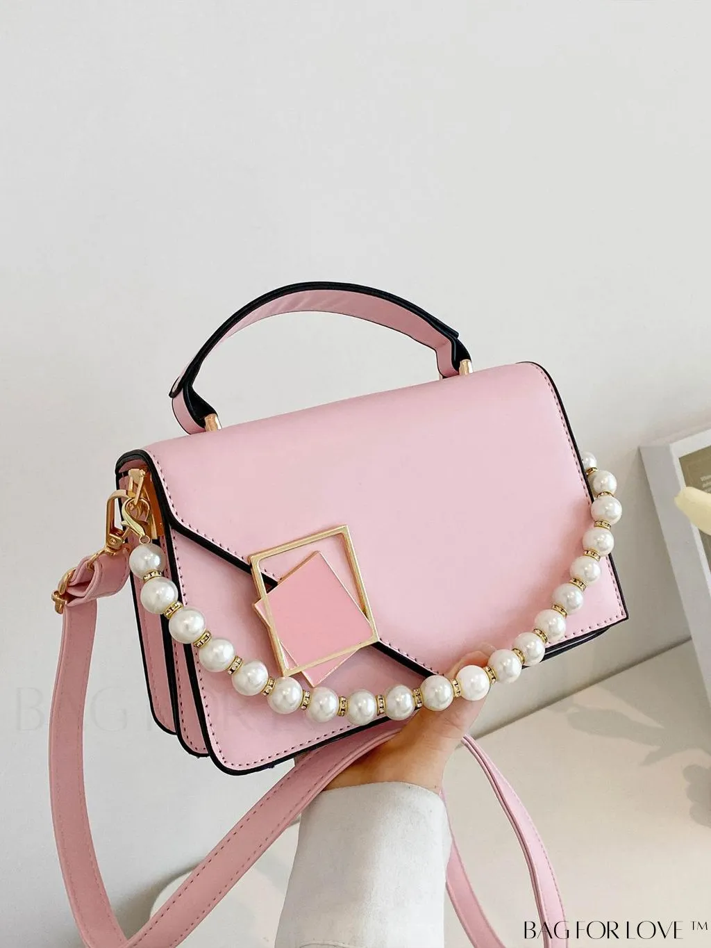 BagForLove - Chic Flap Top Handle Mini Square Bag with Metal Chain Accents