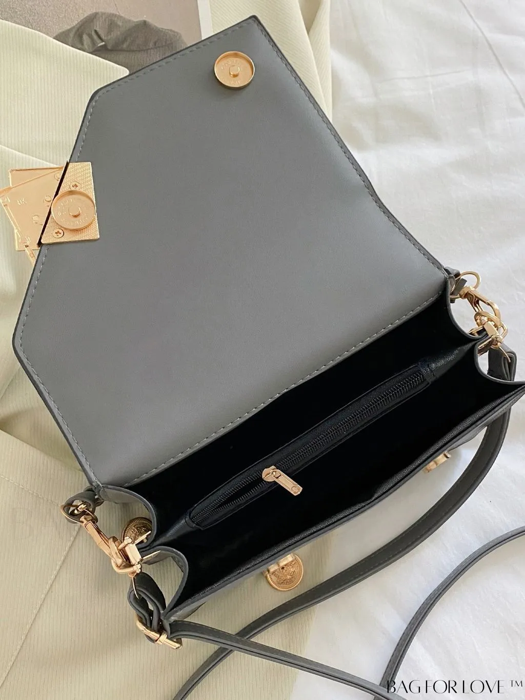 BagForLove - Chic Flap Top Handle Mini Square Bag with Metal Chain Accents