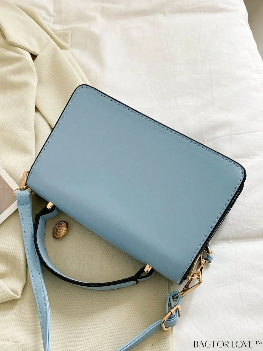 BagForLove - Chic Flap Top Handle Mini Square Bag with Metal Chain Accents