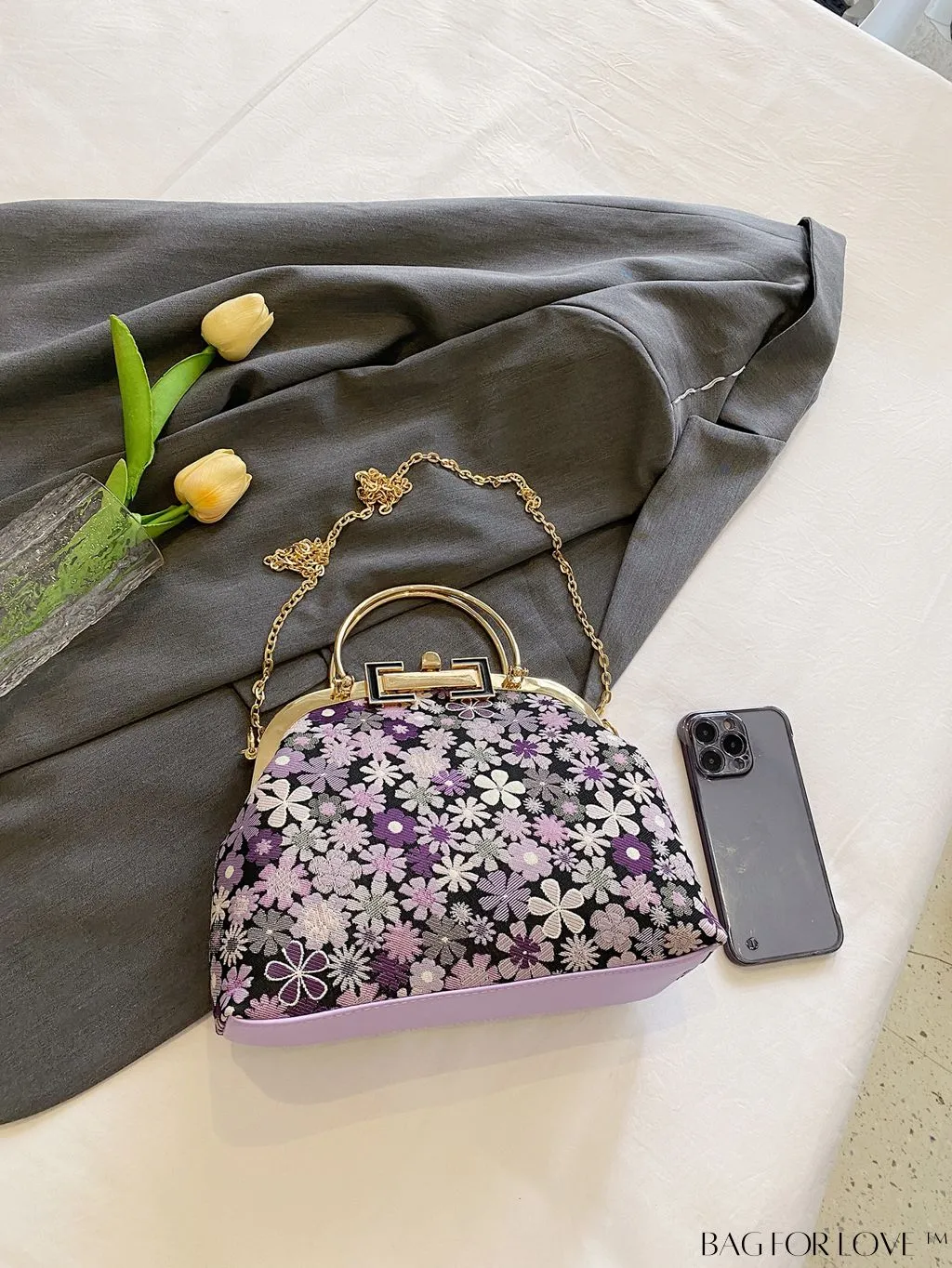 BagForLove - Chic Floral Clutch with Chain Strap