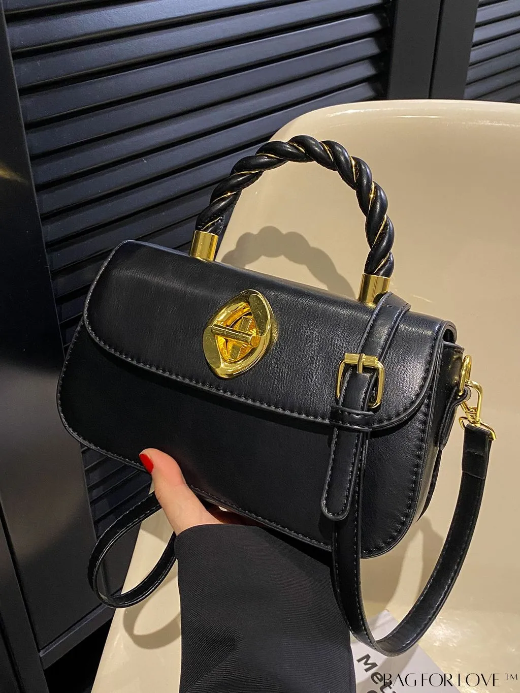 BagForLove - Chic Twist Lock Tote with Stylish Solid Color Finish
