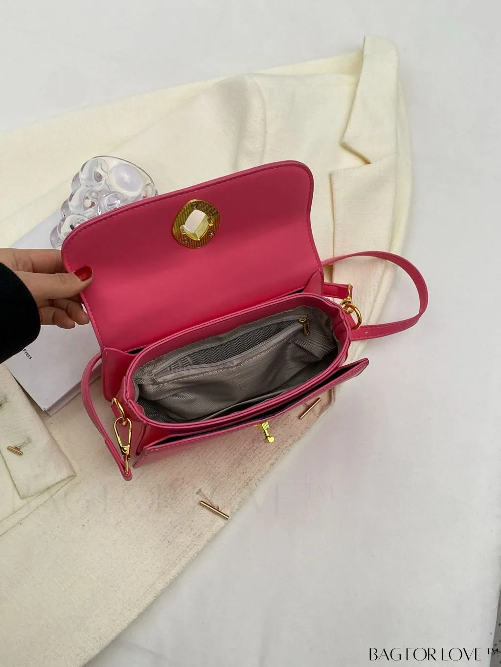 BagForLove - Chic Twist Lock Tote with Stylish Solid Color Finish