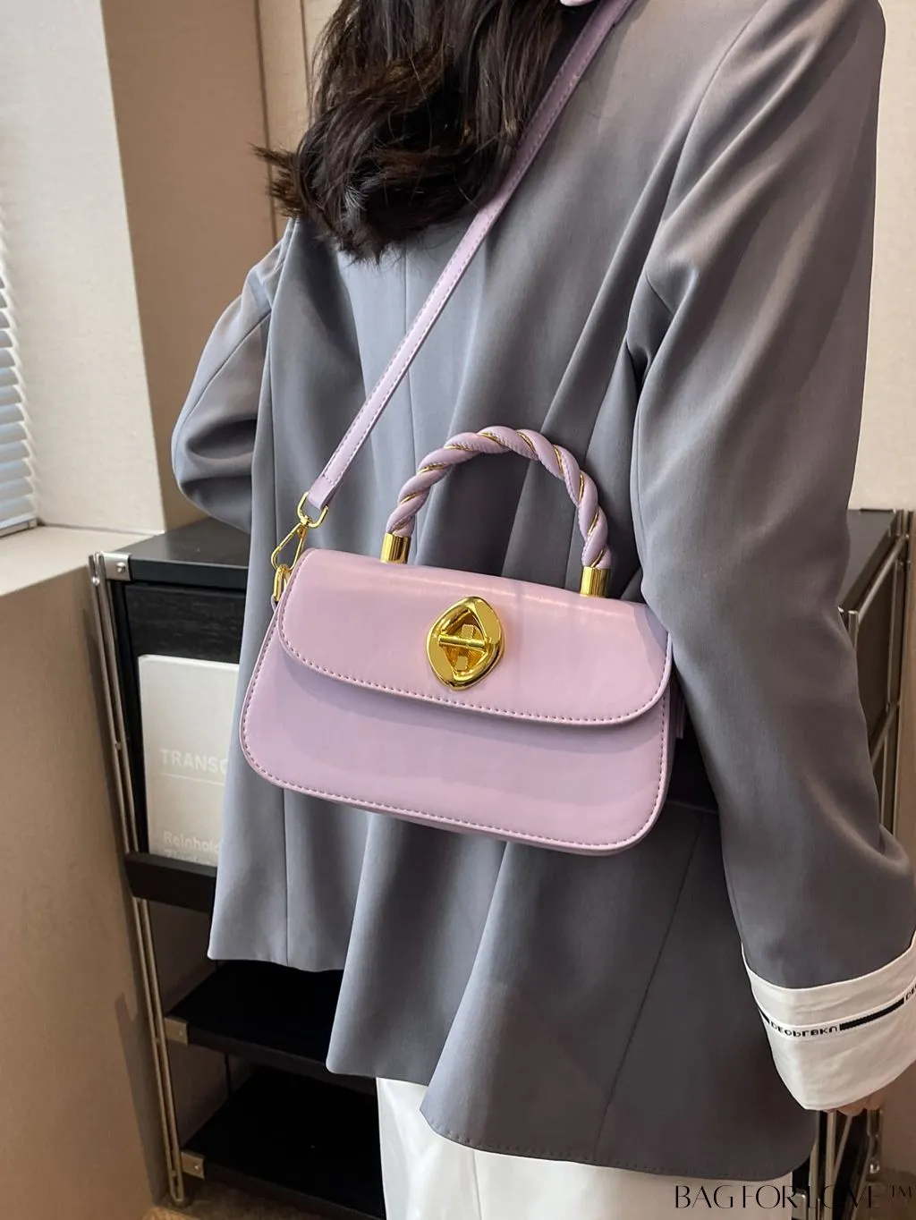 BagForLove - Chic Twist Lock Tote with Stylish Solid Color Finish