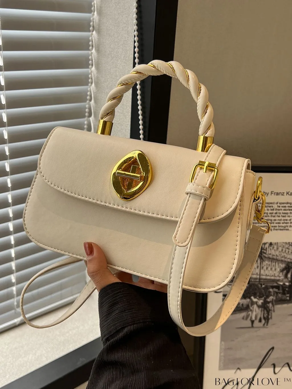 BagForLove - Chic Twist Lock Tote with Stylish Solid Color Finish