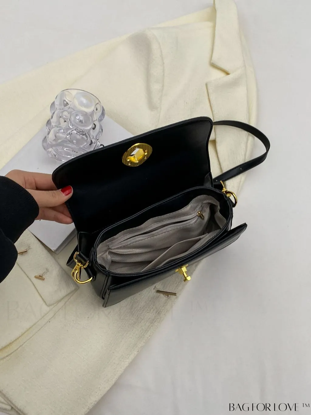 BagForLove - Chic Twist Lock Tote with Stylish Solid Color Finish