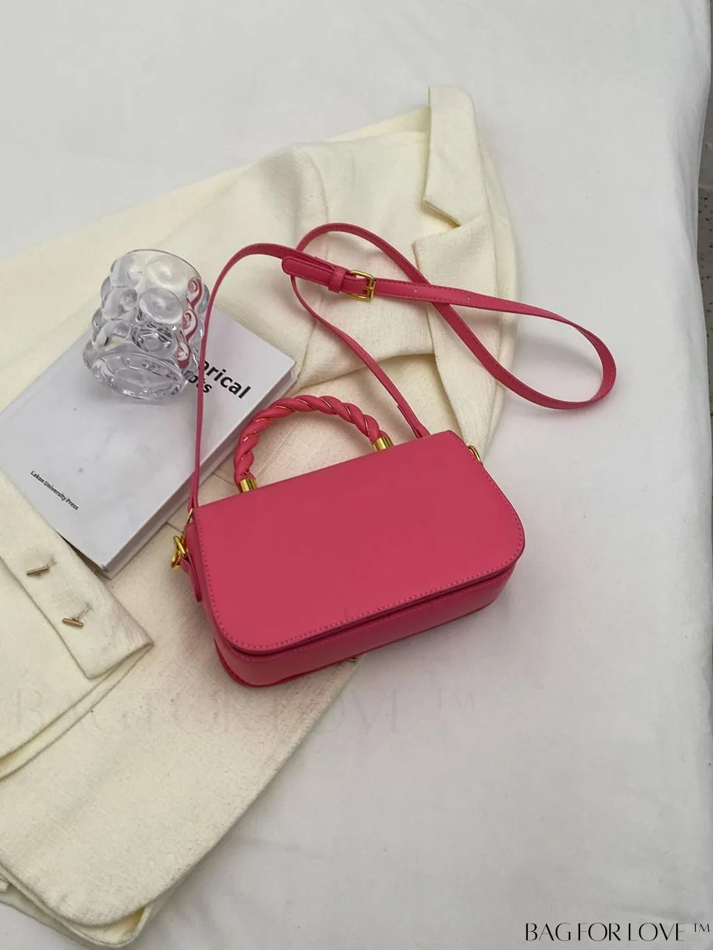 BagForLove - Chic Twist Lock Tote with Stylish Solid Color Finish