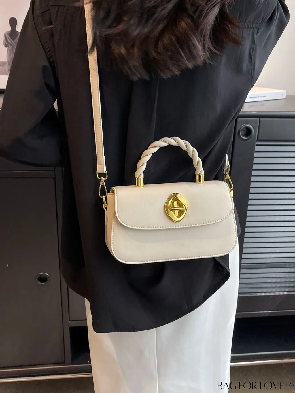 BagForLove - Chic Twist Lock Tote with Stylish Solid Color Finish