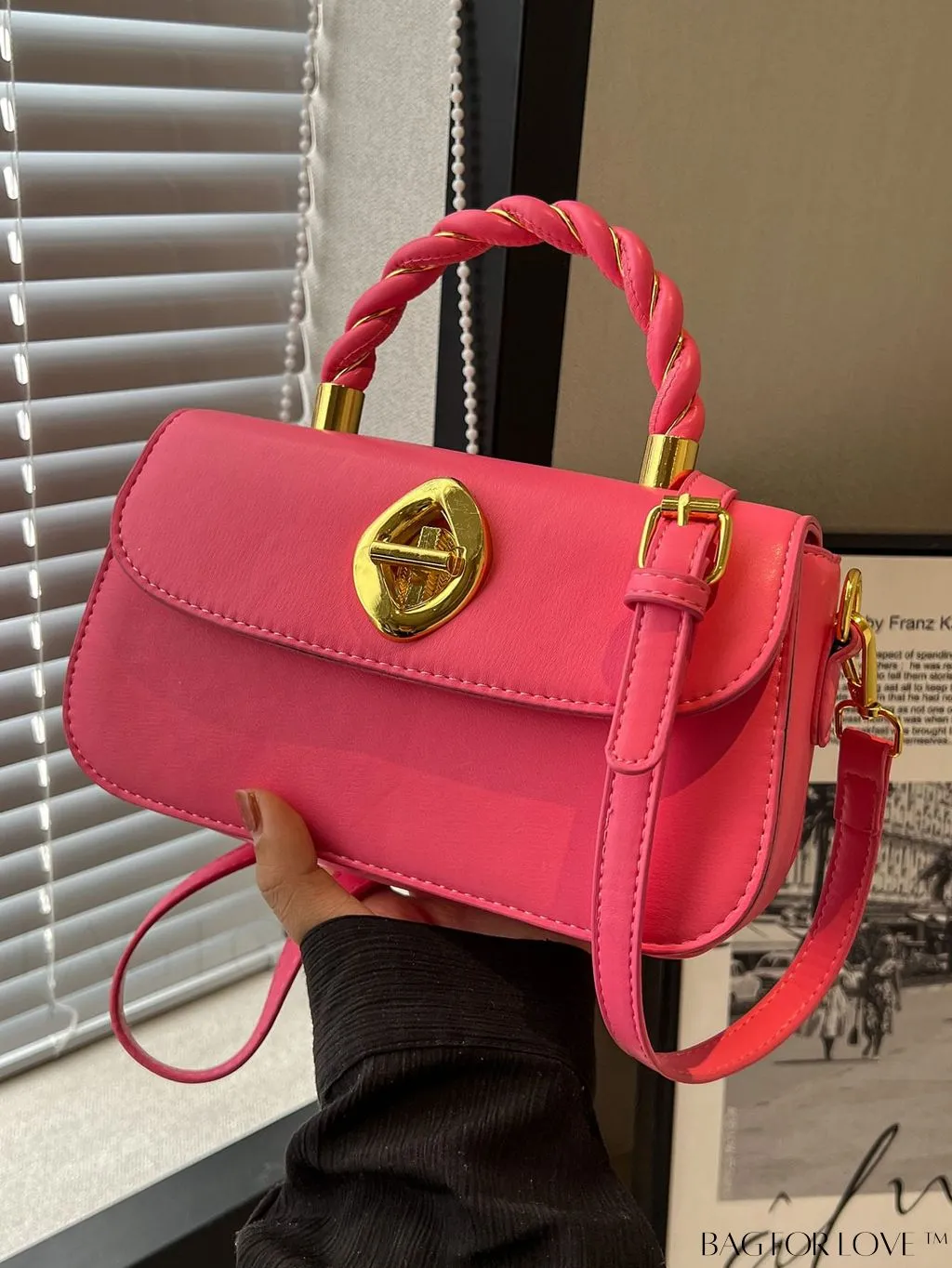 BagForLove - Chic Twist Lock Tote with Stylish Solid Color Finish