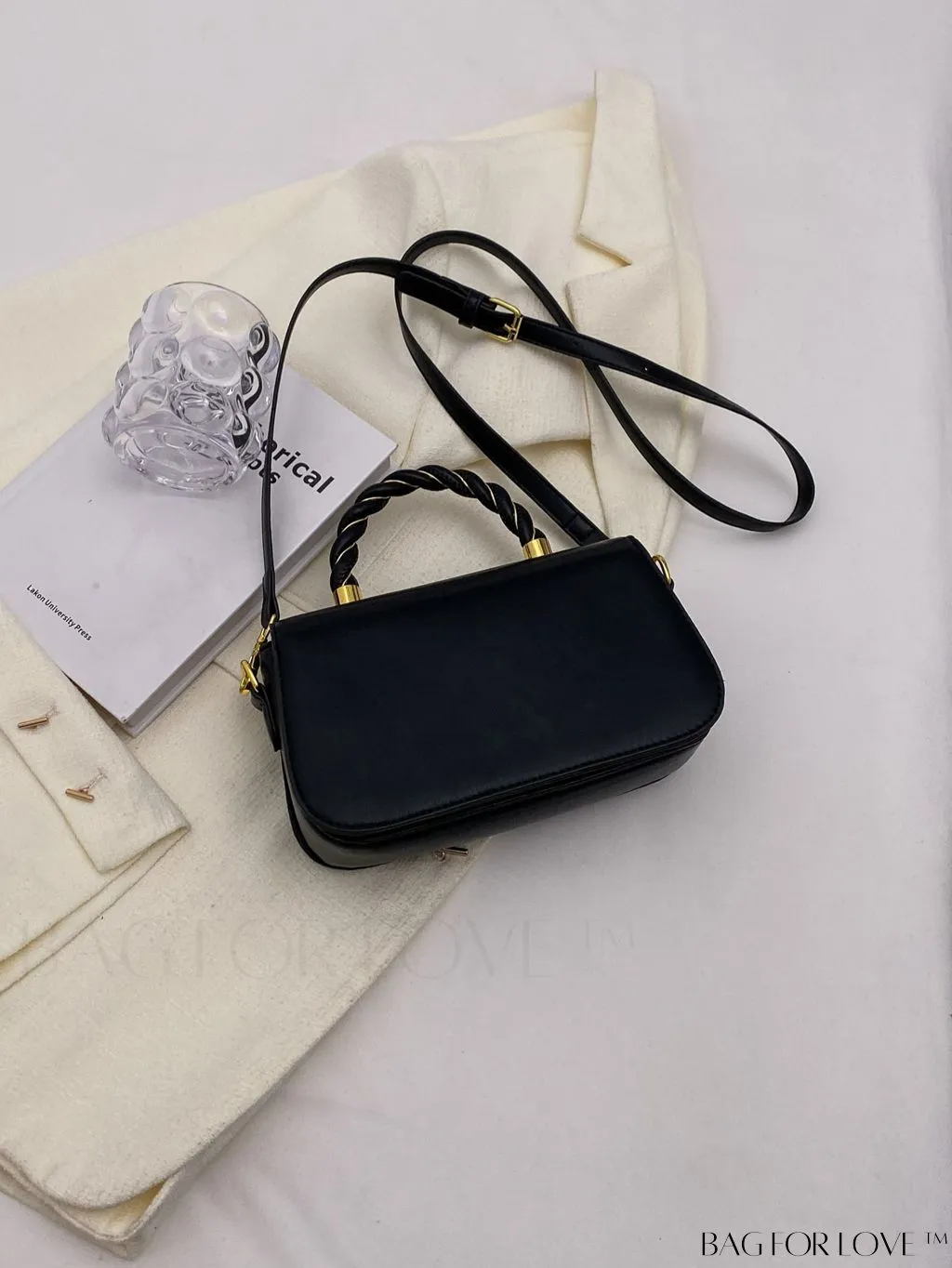 BagForLove - Chic Twist Lock Tote with Stylish Solid Color Finish