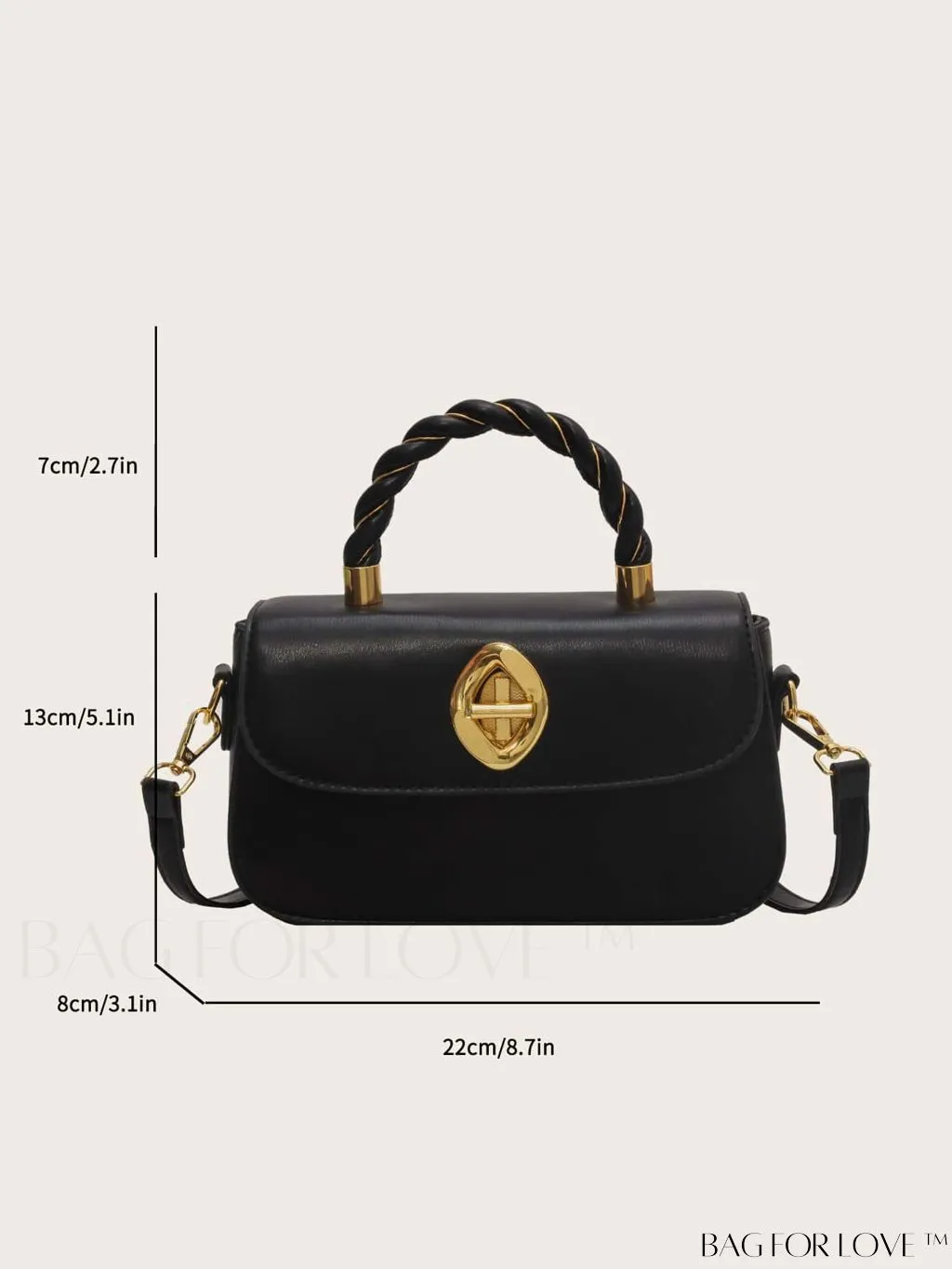 BagForLove - Chic Twist Lock Tote with Stylish Solid Color Finish