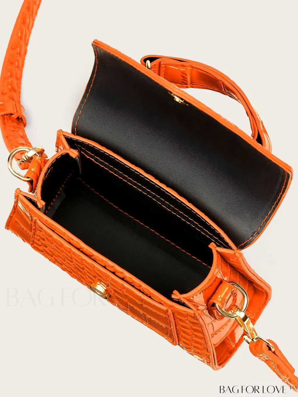 BagForLove - Compact Croc-Embossed Patent Satchel: Effortlessly Stylish and Luxurious