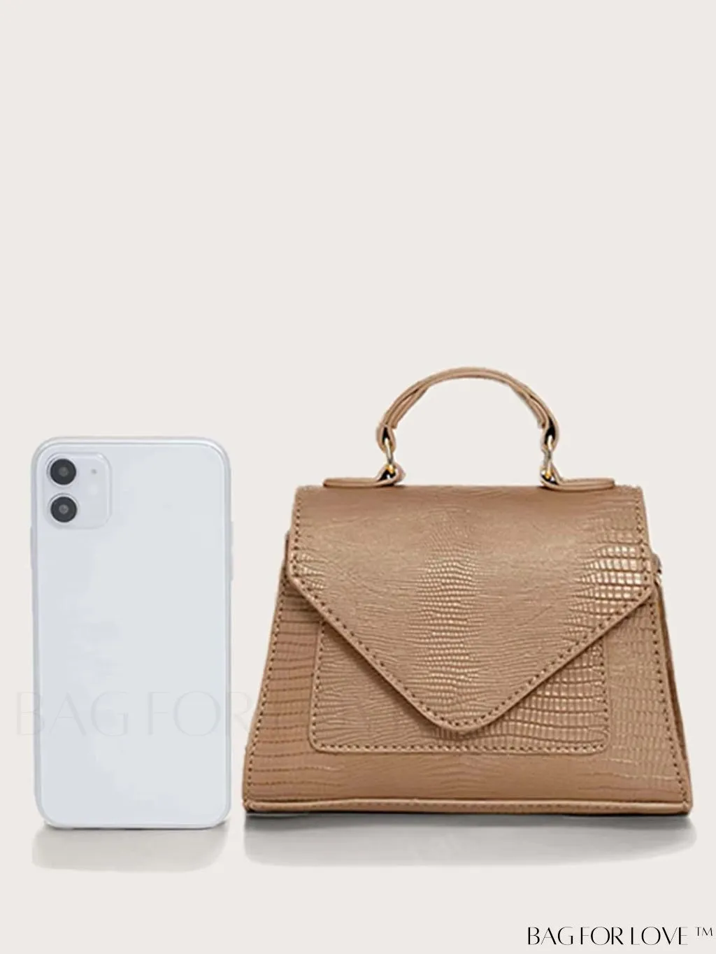 BagForLove - Compact Croc-Embossed Patent Satchel: Effortlessly Stylish and Luxurious