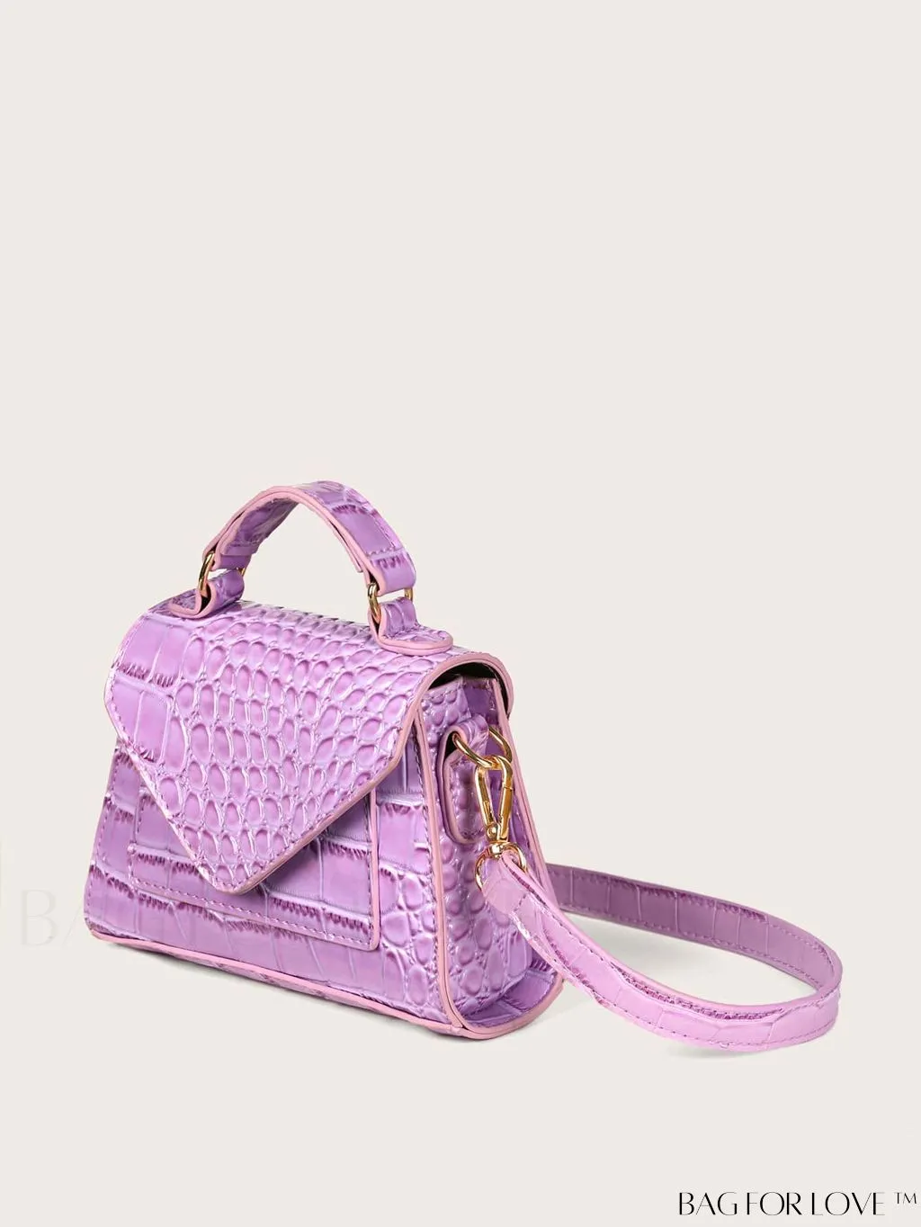 BagForLove - Compact Croc-Embossed Patent Satchel: Effortlessly Stylish and Luxurious