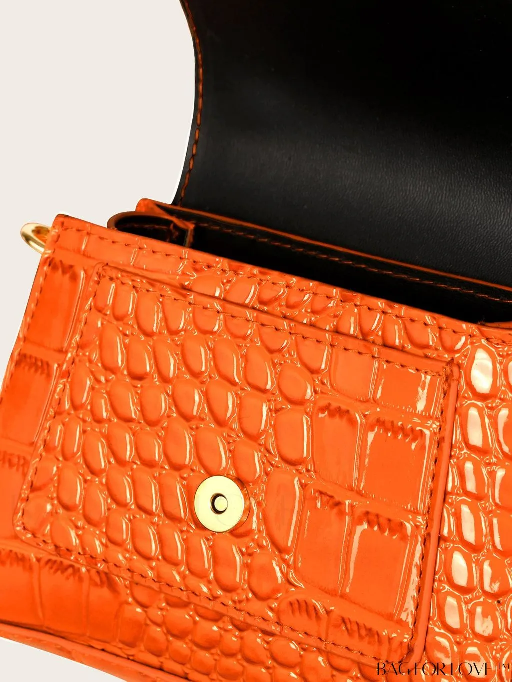 BagForLove - Compact Croc-Embossed Patent Satchel: Effortlessly Stylish and Luxurious