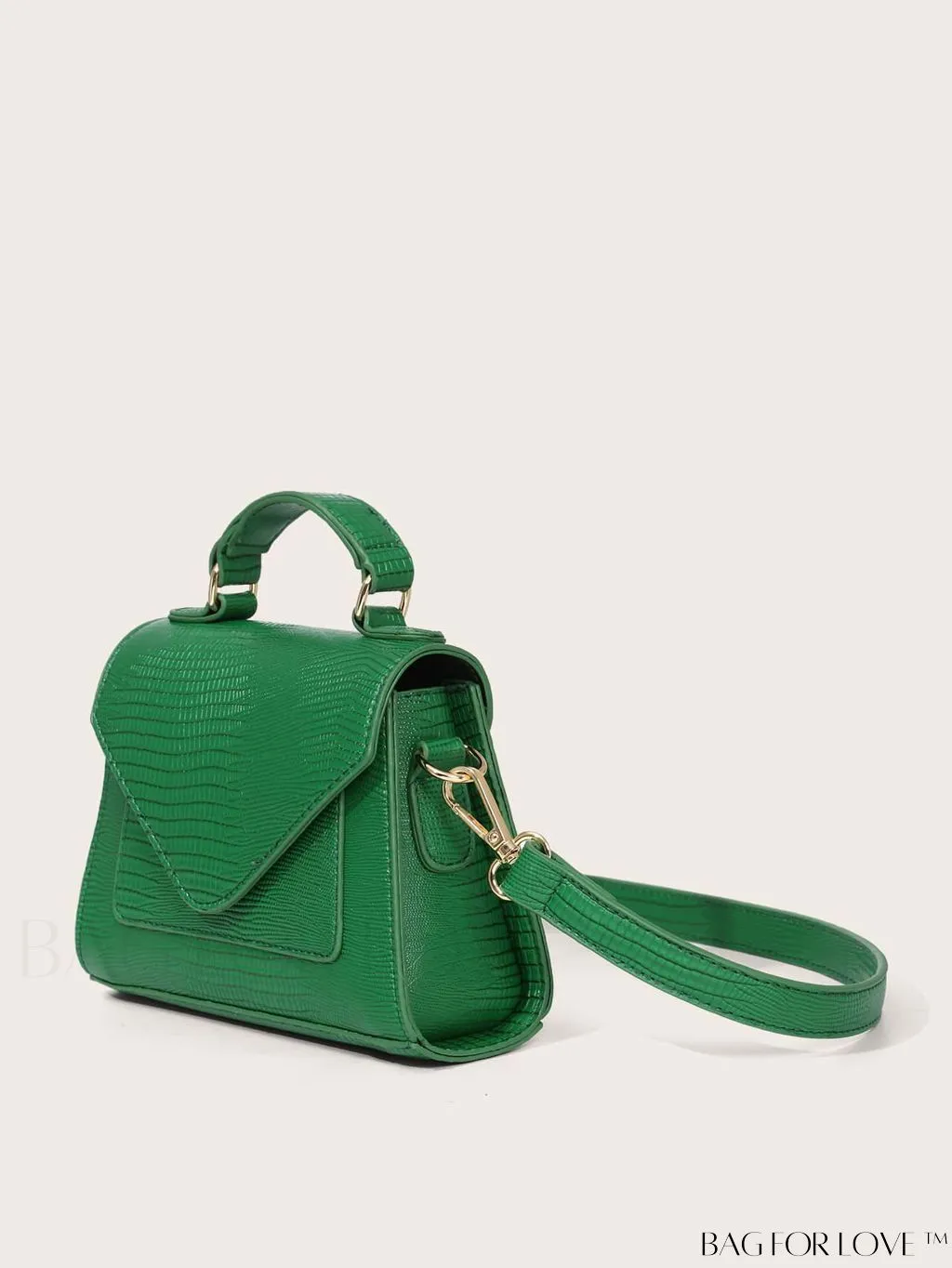 BagForLove - Compact Croc-Embossed Patent Satchel: Effortlessly Stylish and Luxurious