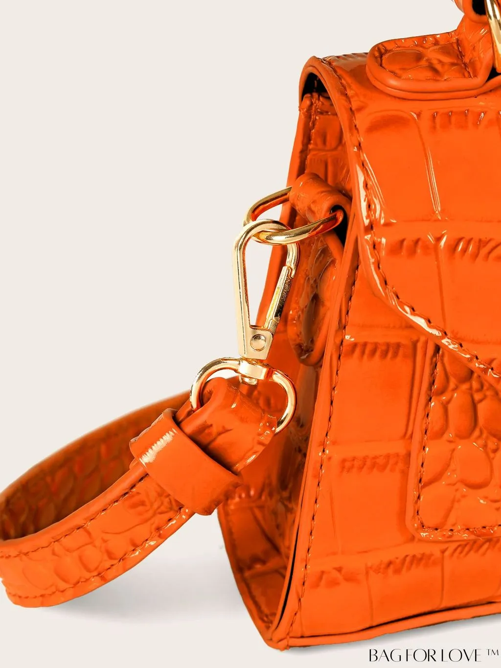 BagForLove - Compact Croc-Embossed Patent Satchel: Effortlessly Stylish and Luxurious