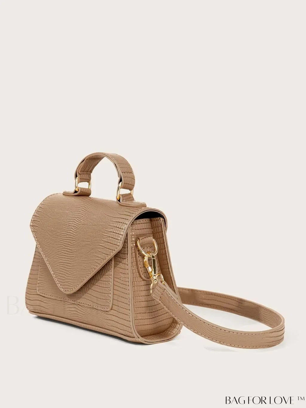 BagForLove - Compact Croc-Embossed Patent Satchel: Effortlessly Stylish and Luxurious