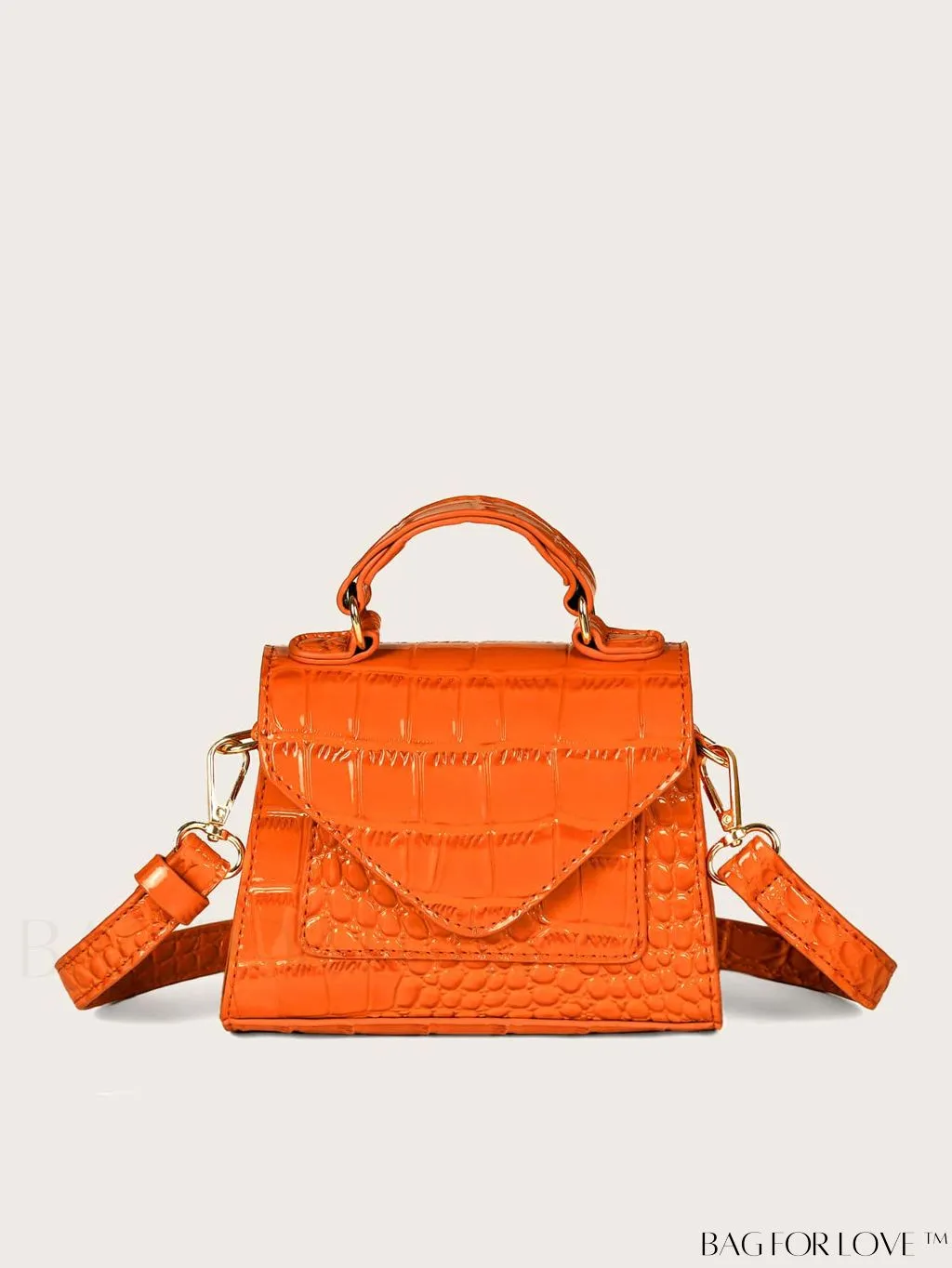 BagForLove - Compact Croc-Embossed Patent Satchel: Effortlessly Stylish and Luxurious