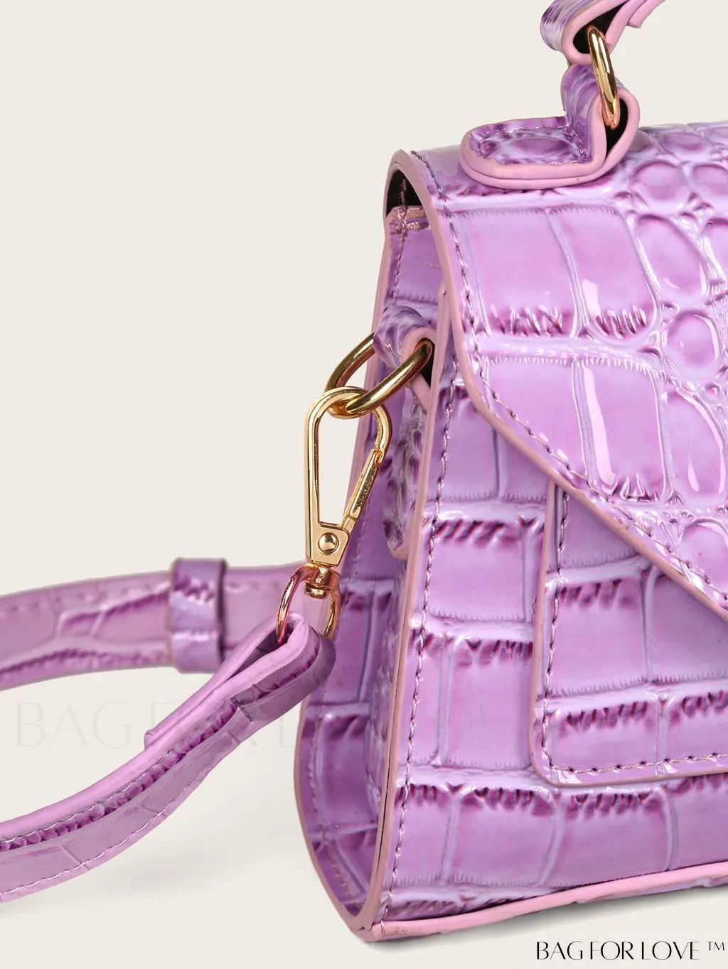 BagForLove - Compact Croc-Embossed Patent Satchel: Effortlessly Stylish and Luxurious