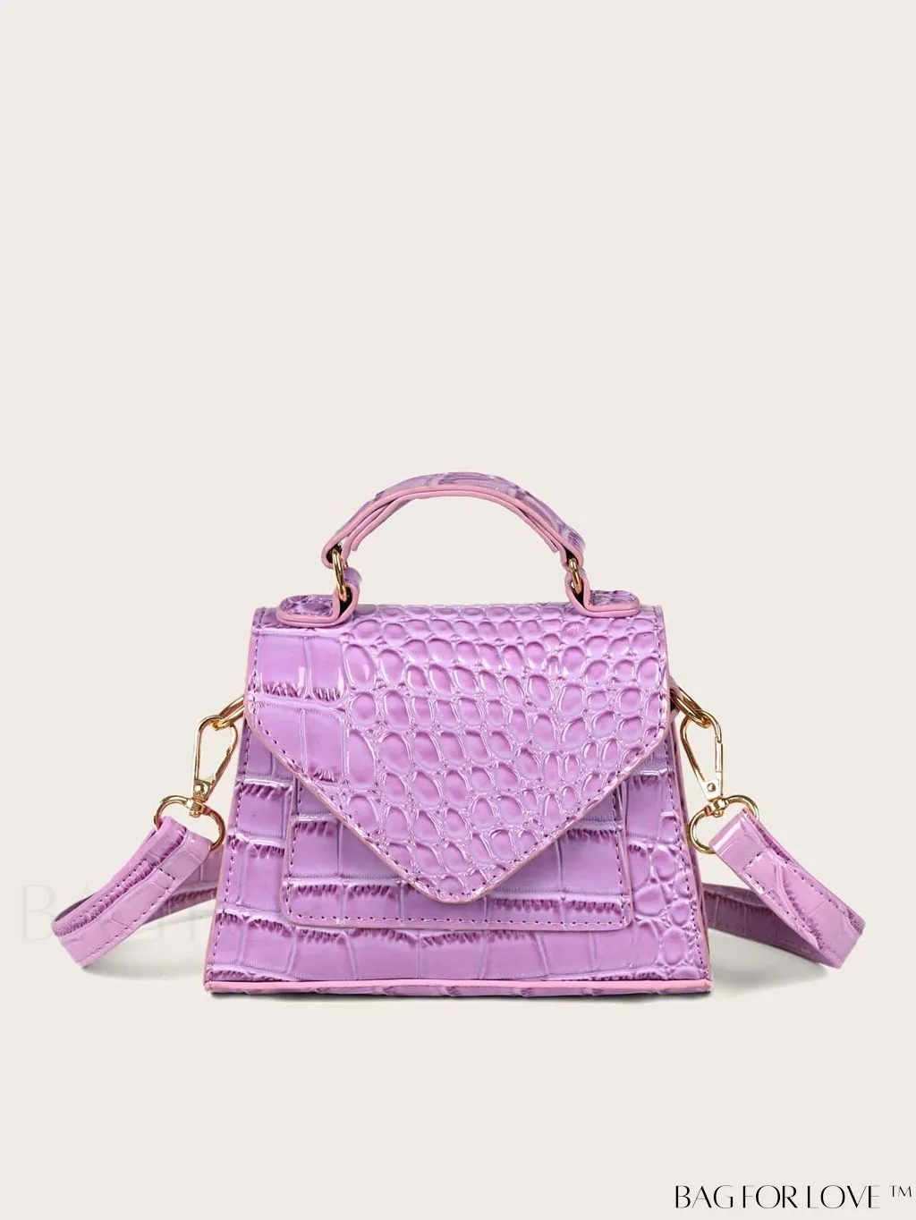 BagForLove - Compact Croc-Embossed Patent Satchel: Effortlessly Stylish and Luxurious