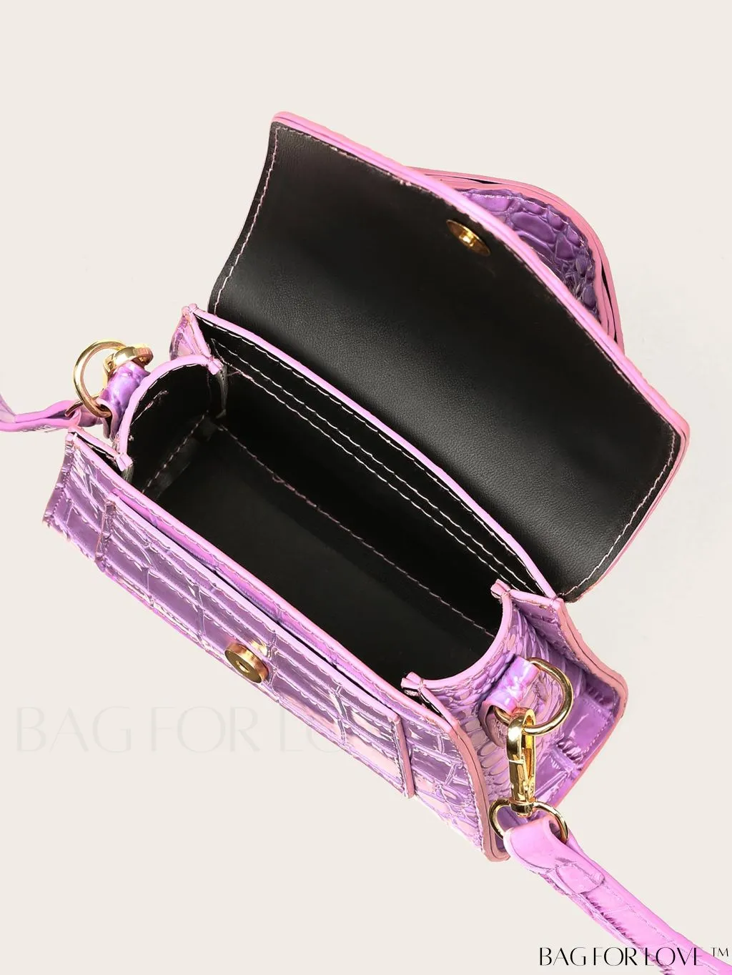BagForLove - Compact Croc-Embossed Patent Satchel: Effortlessly Stylish and Luxurious