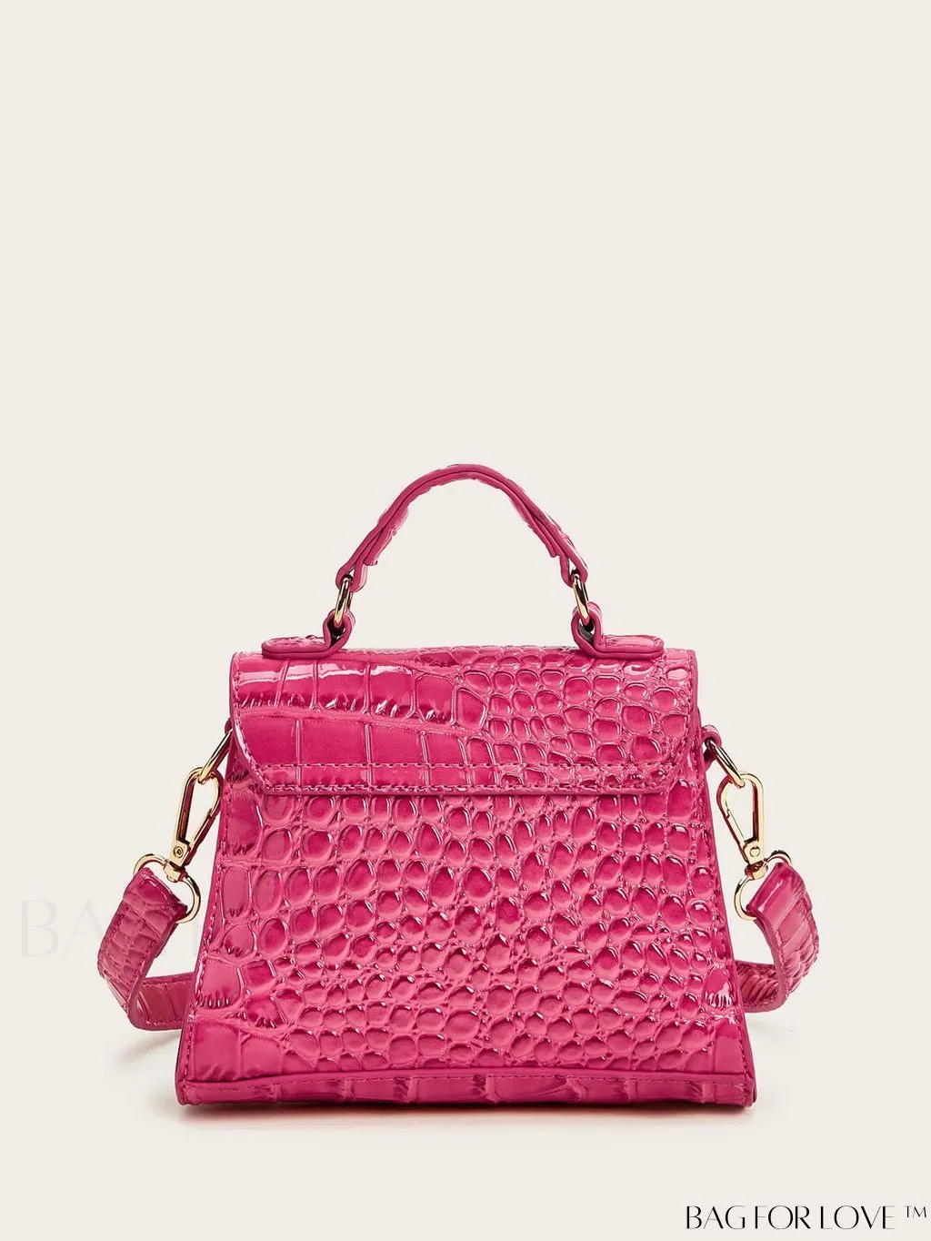BagForLove - Compact Croc-Embossed Patent Satchel: Effortlessly Stylish and Luxurious