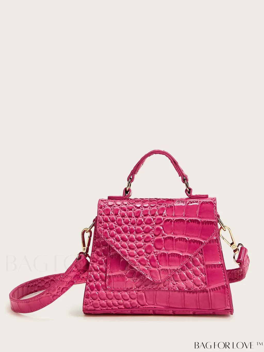 BagForLove - Compact Croc-Embossed Patent Satchel: Effortlessly Stylish and Luxurious