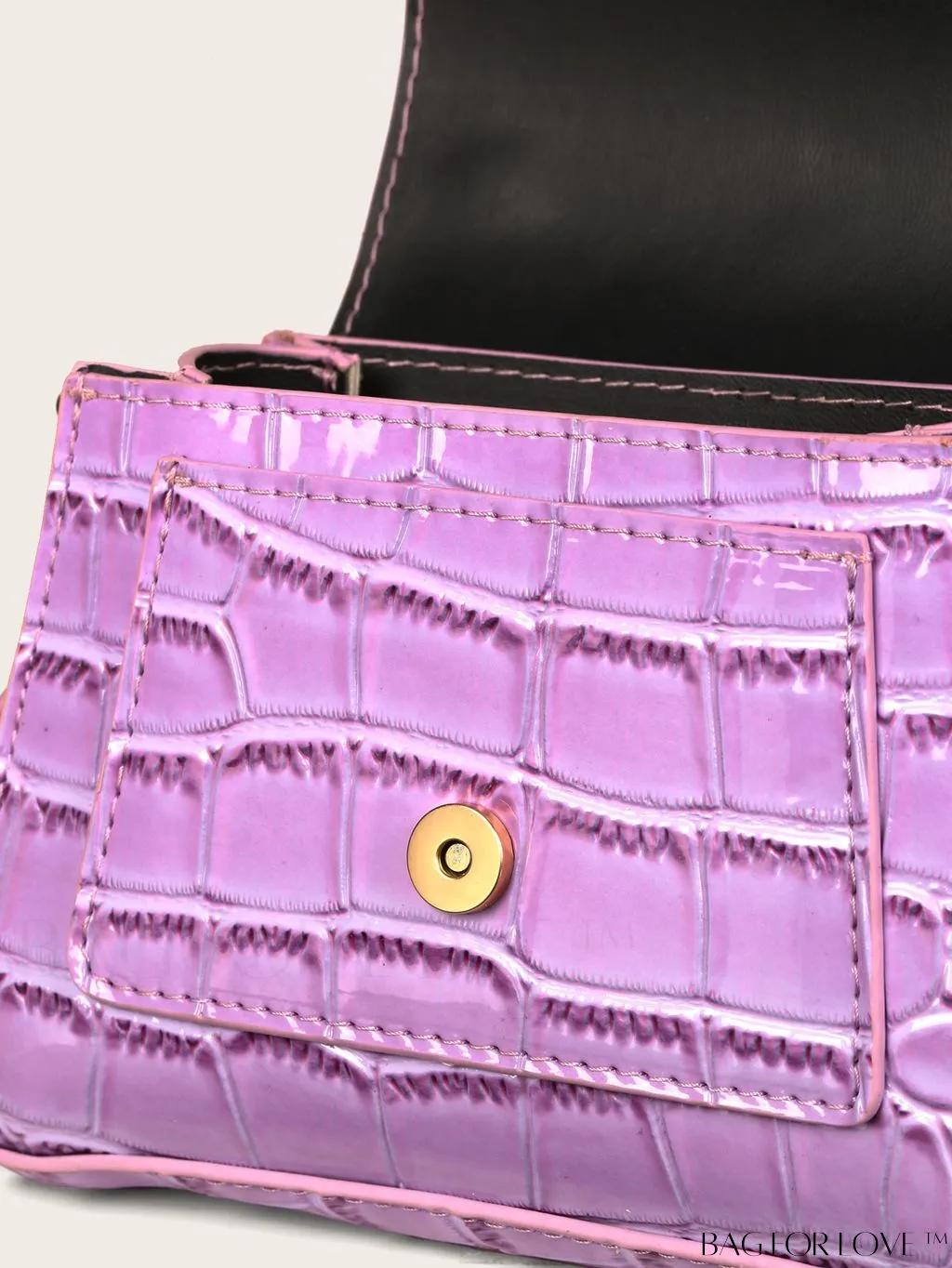 BagForLove - Compact Croc-Embossed Patent Satchel: Effortlessly Stylish and Luxurious