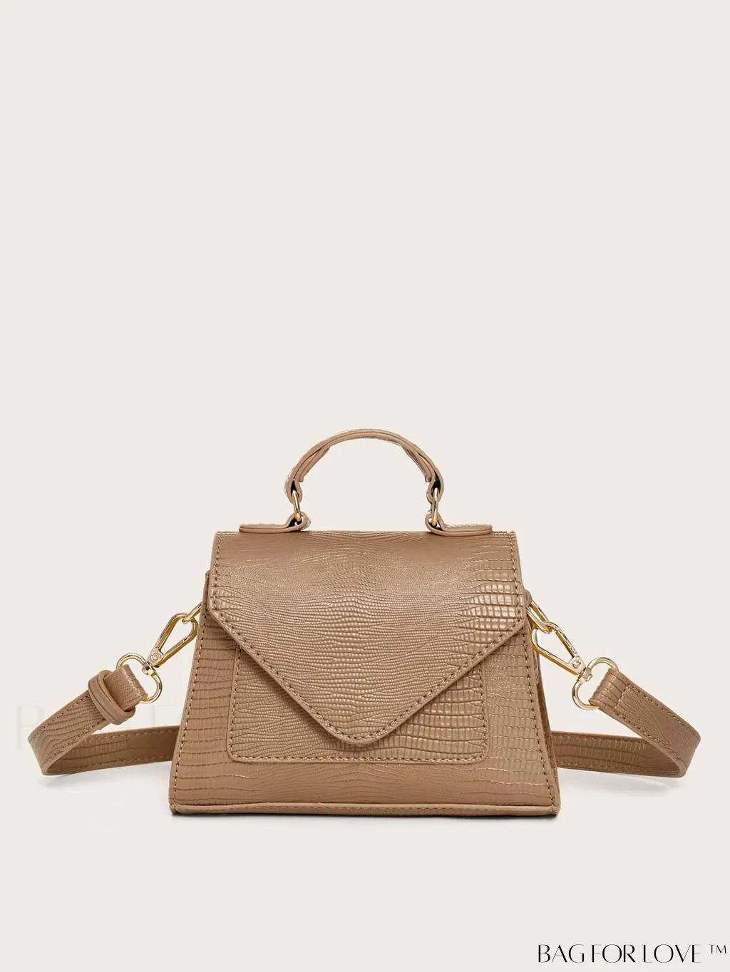 BagForLove - Compact Croc-Embossed Patent Satchel: Effortlessly Stylish and Luxurious