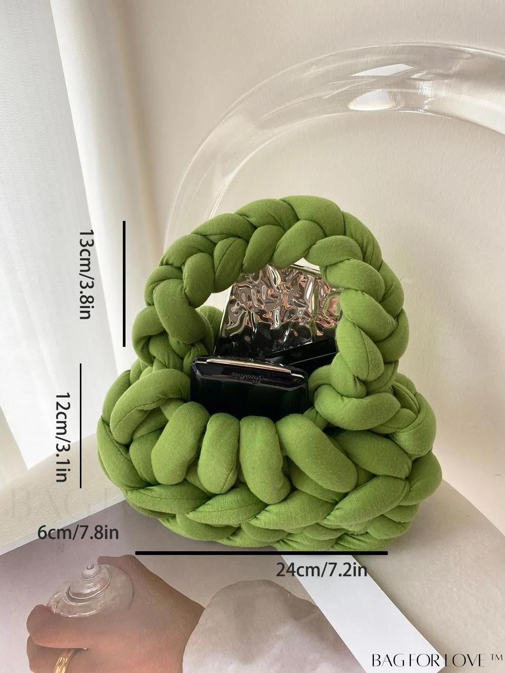 BagForLove - Polyester Green Crochet Bag - Top Handle for Stylish Vacation