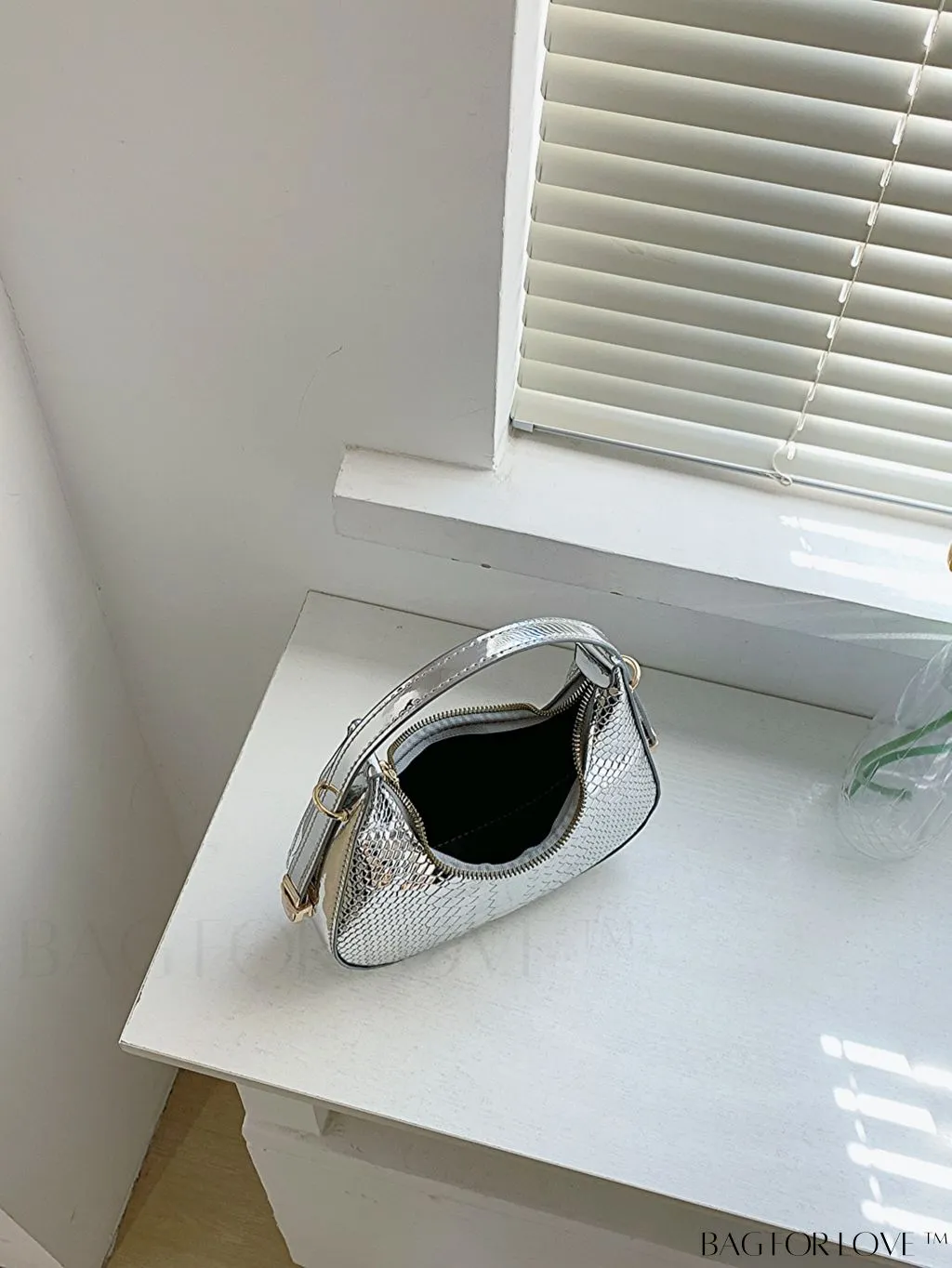 BagForLove - Stylish Metallic Snakeskin Embossed Mini Hobo Bag