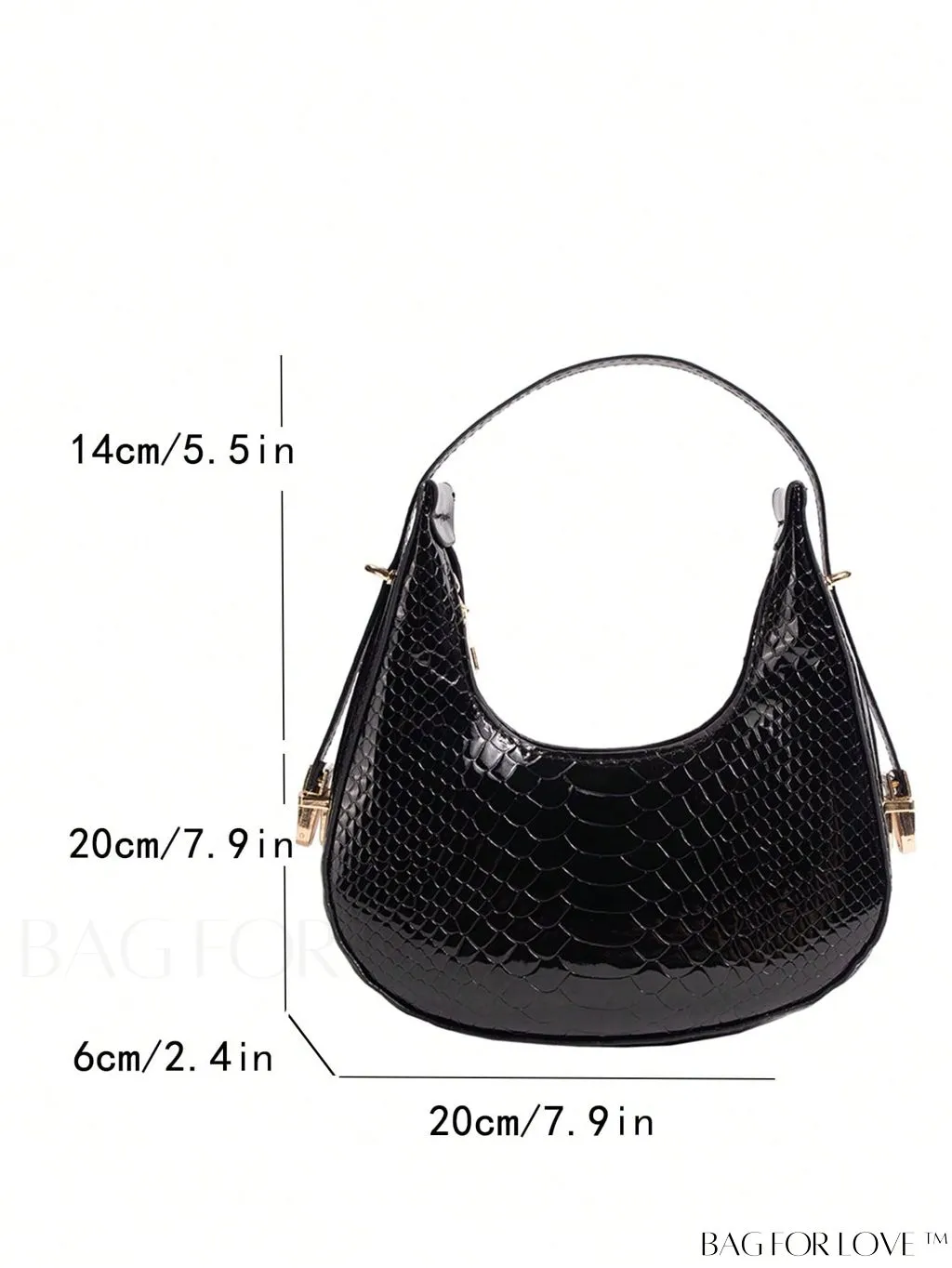 BagForLove - Stylish Metallic Snakeskin Embossed Mini Hobo Bag