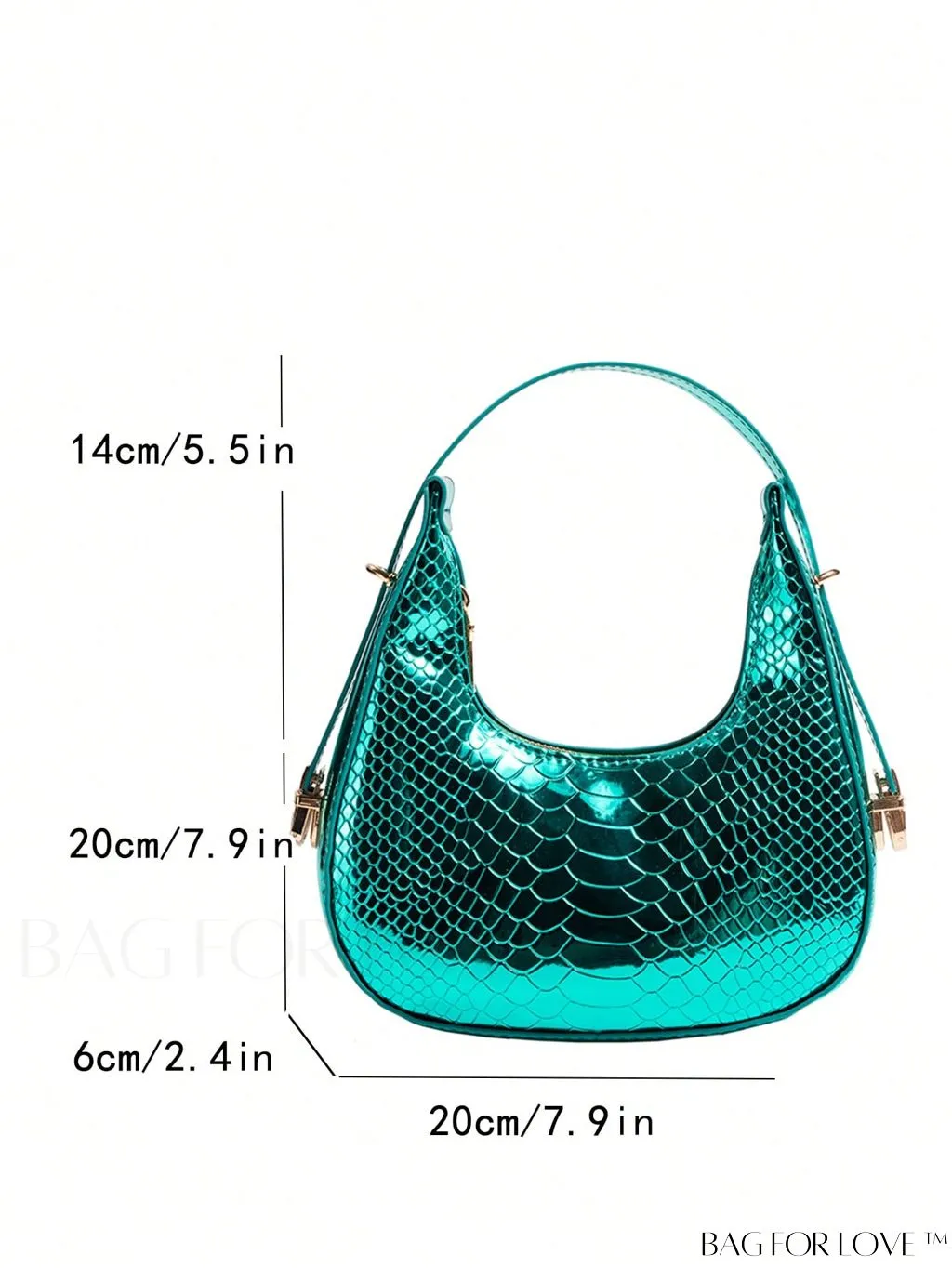BagForLove - Stylish Metallic Snakeskin Embossed Mini Hobo Bag