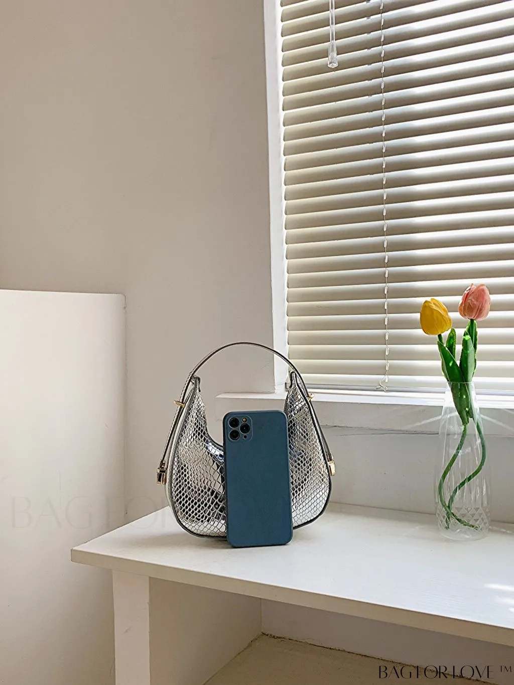BagForLove - Stylish Metallic Snakeskin Embossed Mini Hobo Bag