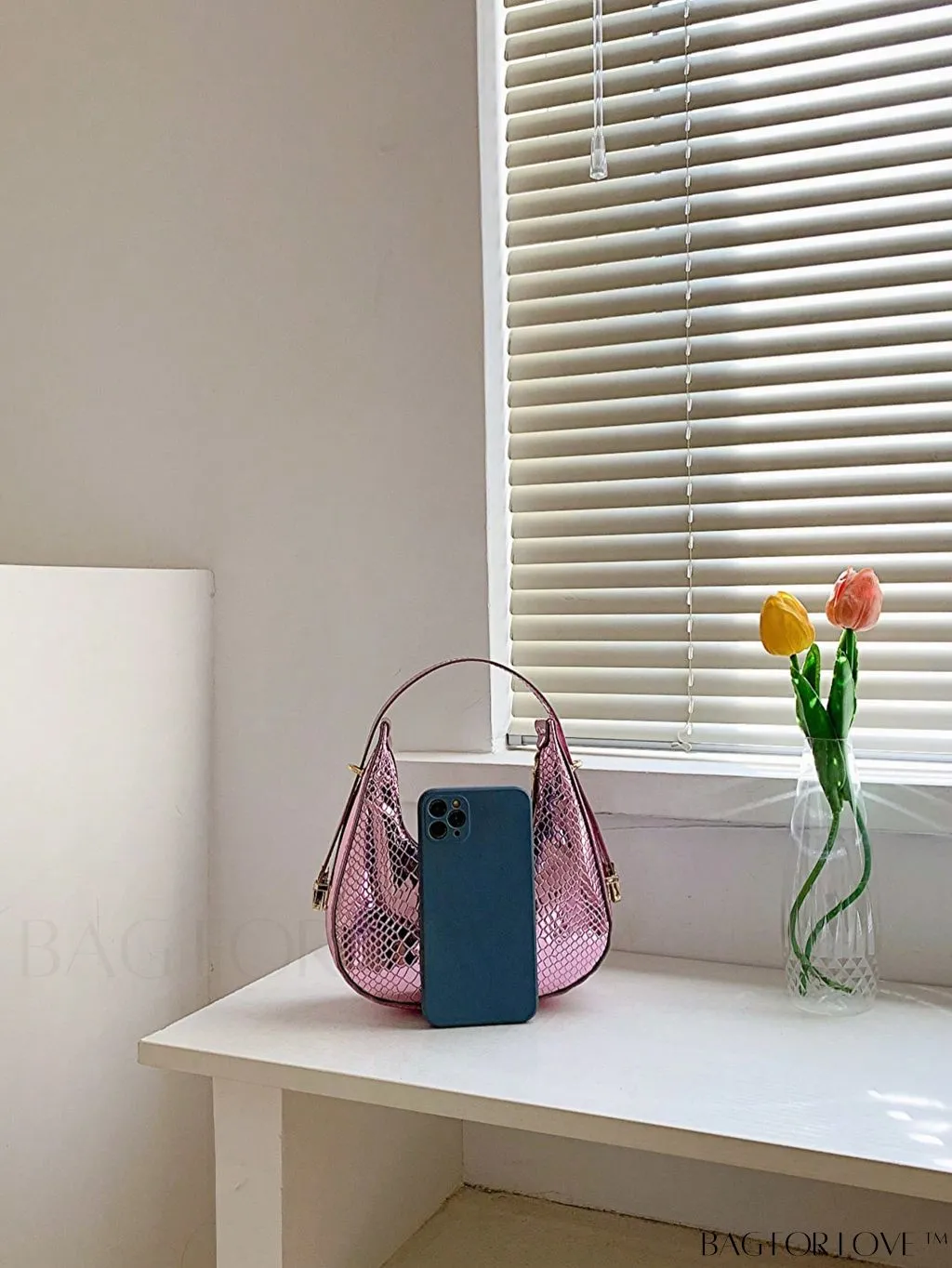 BagForLove - Stylish Metallic Snakeskin Embossed Mini Hobo Bag