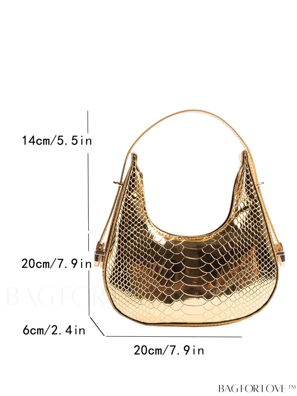BagForLove - Stylish Metallic Snakeskin Embossed Mini Hobo Bag