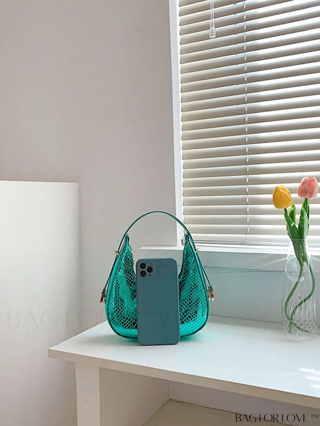 BagForLove - Stylish Metallic Snakeskin Embossed Mini Hobo Bag