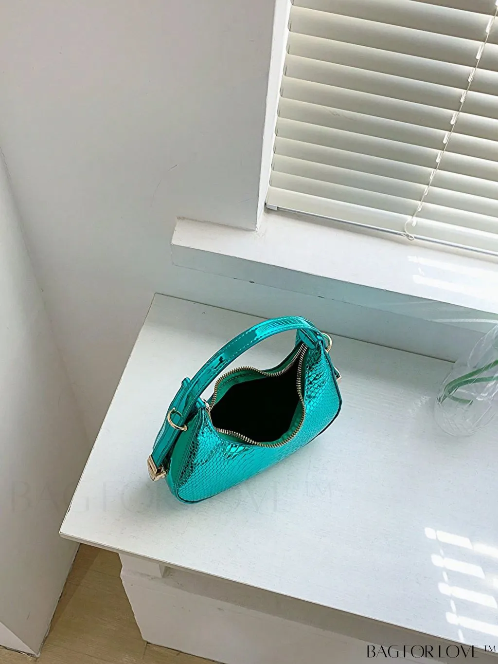 BagForLove - Stylish Metallic Snakeskin Embossed Mini Hobo Bag